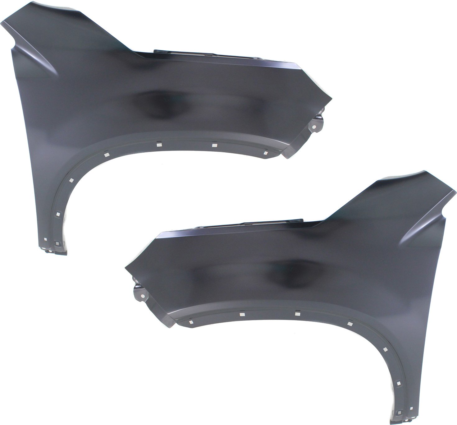 Front Fender Pair/Set for Kia Sorento 2012-2015, Right (Passenger) and Left (Driver), Primed (Ready to Paint), Steel, with Side Garnish Hole, Replacement