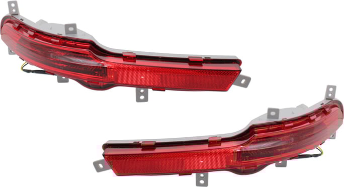 Rear Bumper Reflector Light Pair/Set for 2011-2016 Kia Sportage, Right (Passenger) and Left (Driver) Replacement