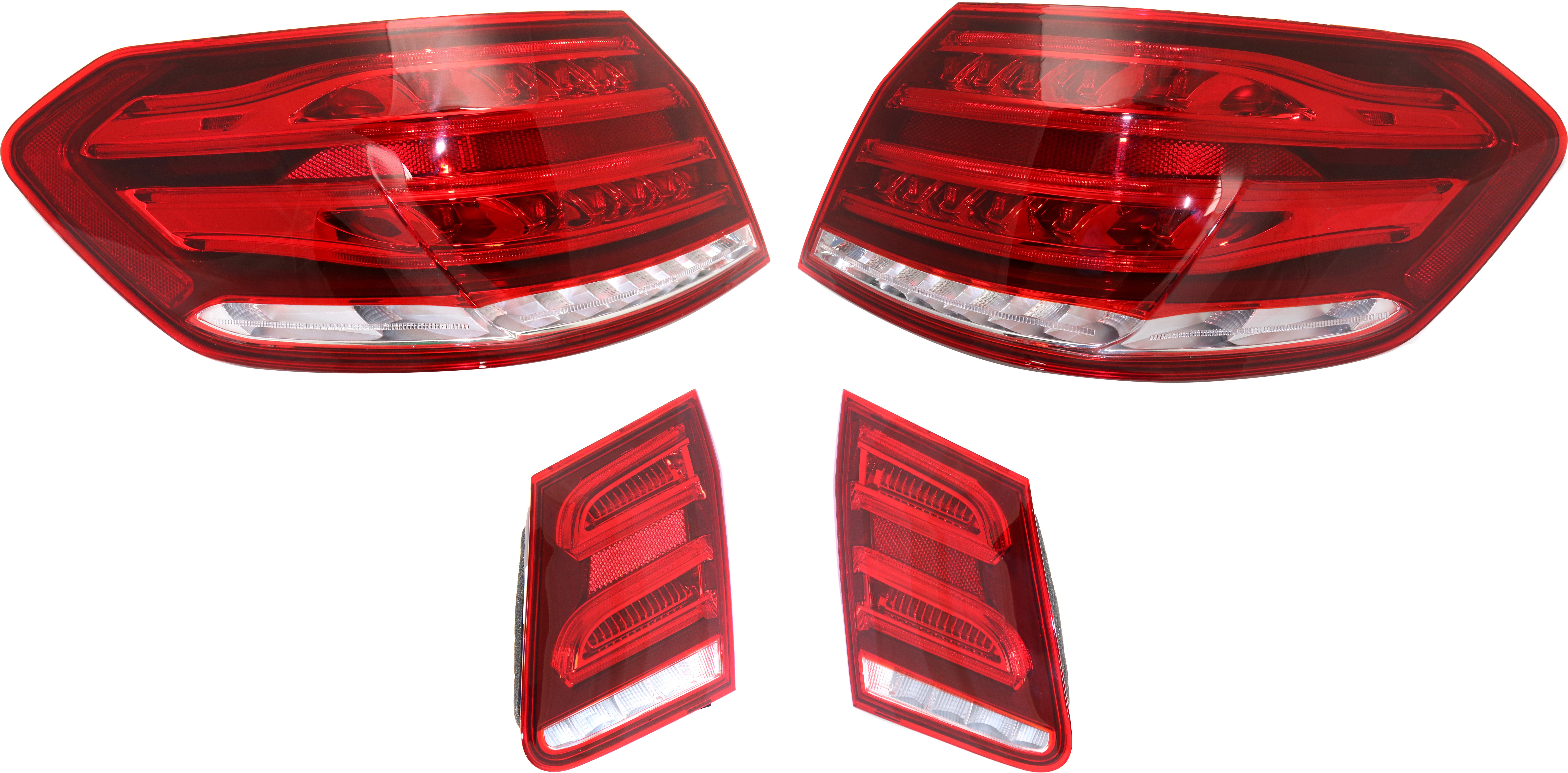 Tail Light Pair/Set for Mercedes E-Class 2014, Left (Driver) and Right (Passenger), Inner and Outer Replacement