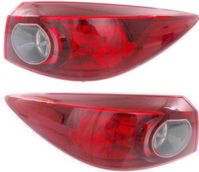 Pair/Set - Tail Light Assembly for Mazda 3 2014-2018, Right (Passenger) and Left (Driver), Outer, Halogen Bulb Type, Sedan, Japan Built Vehicle Replacement