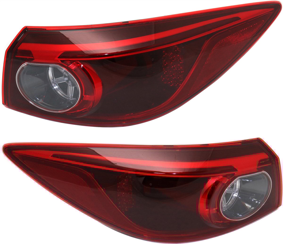 LED Outer Tail Light Assembly Pair/Set for 2014 Mazda 3 Sedan, Japan-Built Vehicle, Right (Passenger) and Left (Driver) To 3-31-14, Replacement