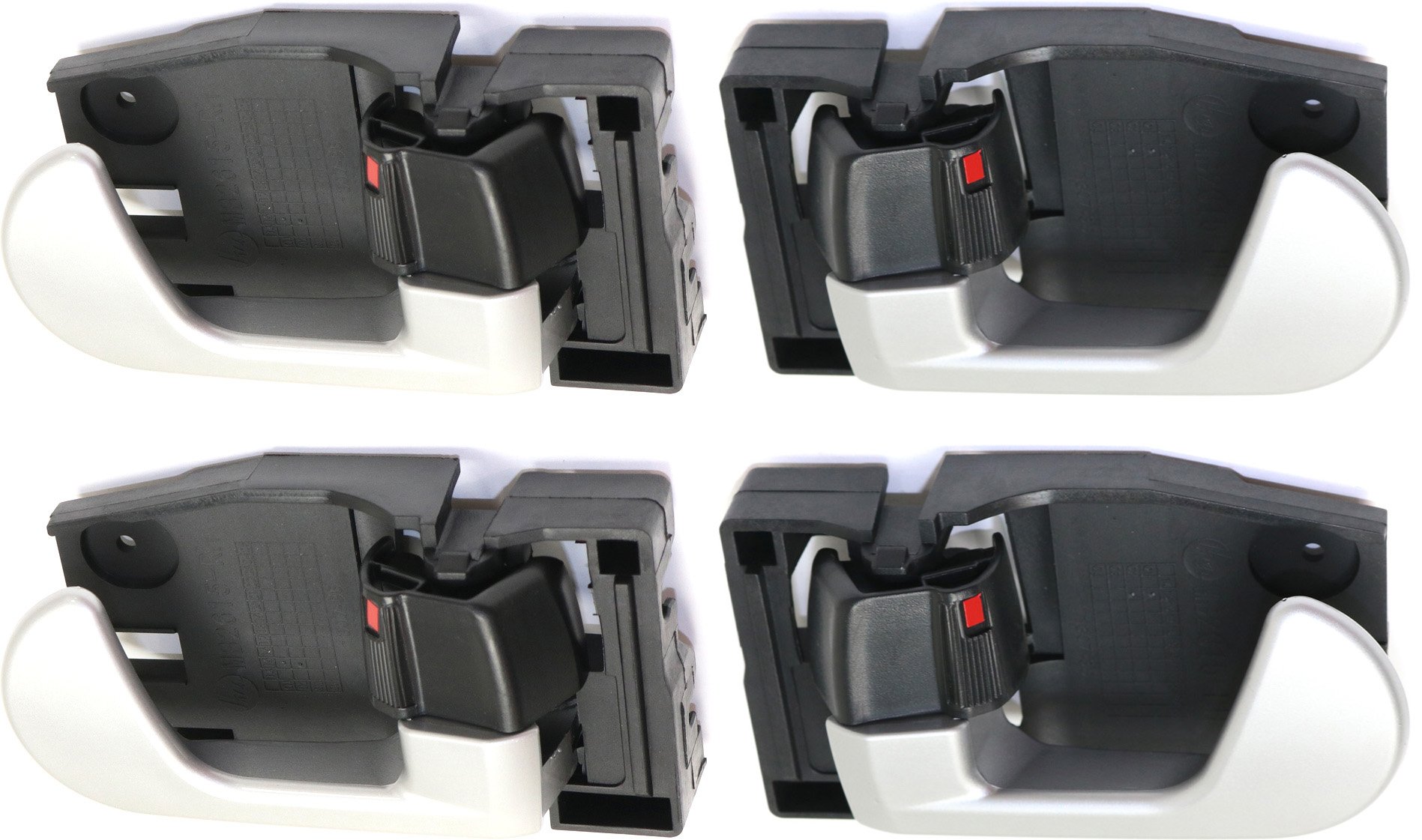 Front Interior Door Handle Pair/Set for Mitsubishi Endeavor 2004-2011, Galant 2004-2012, Right (Passenger) and Left (Driver), Pair/Set of 4 Rear, Replacement
