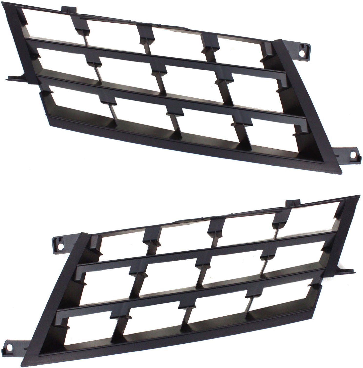 Grille Insert Pair/Set for 2008-2010 Nissan Rogue S/SL Models, Outer, Black, Right (Passenger) and Left (Driver), Replacement