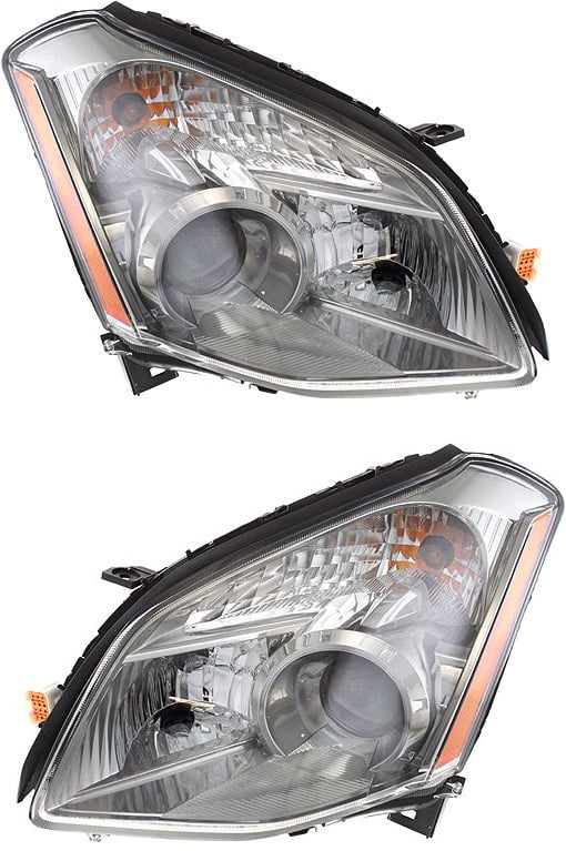 Headlight Assembly for Nissan Maxima 2008, Halogen, Left (Driver) and Right (Passenger), Replacement Pair/Set