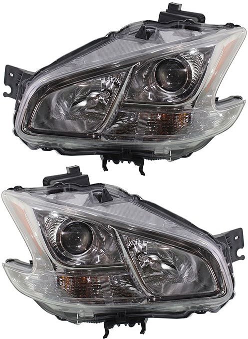 Headlight Assembly for Nissan Maxima 2009-2014, Right (Passenger) and Left (Driver), HID/Xenon, Includes HID Pair/Set - Clear Lens Replacement