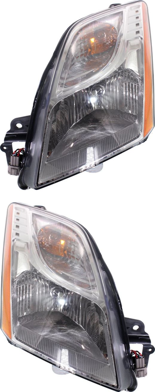 Pair/Set - Headlight Assembly for Nissan Sentra 2010-2012, Right (Passenger) and Left (Driver), Halogen, Chrome Interior, 2.0L Engine, Base/S/SL Models Replacement