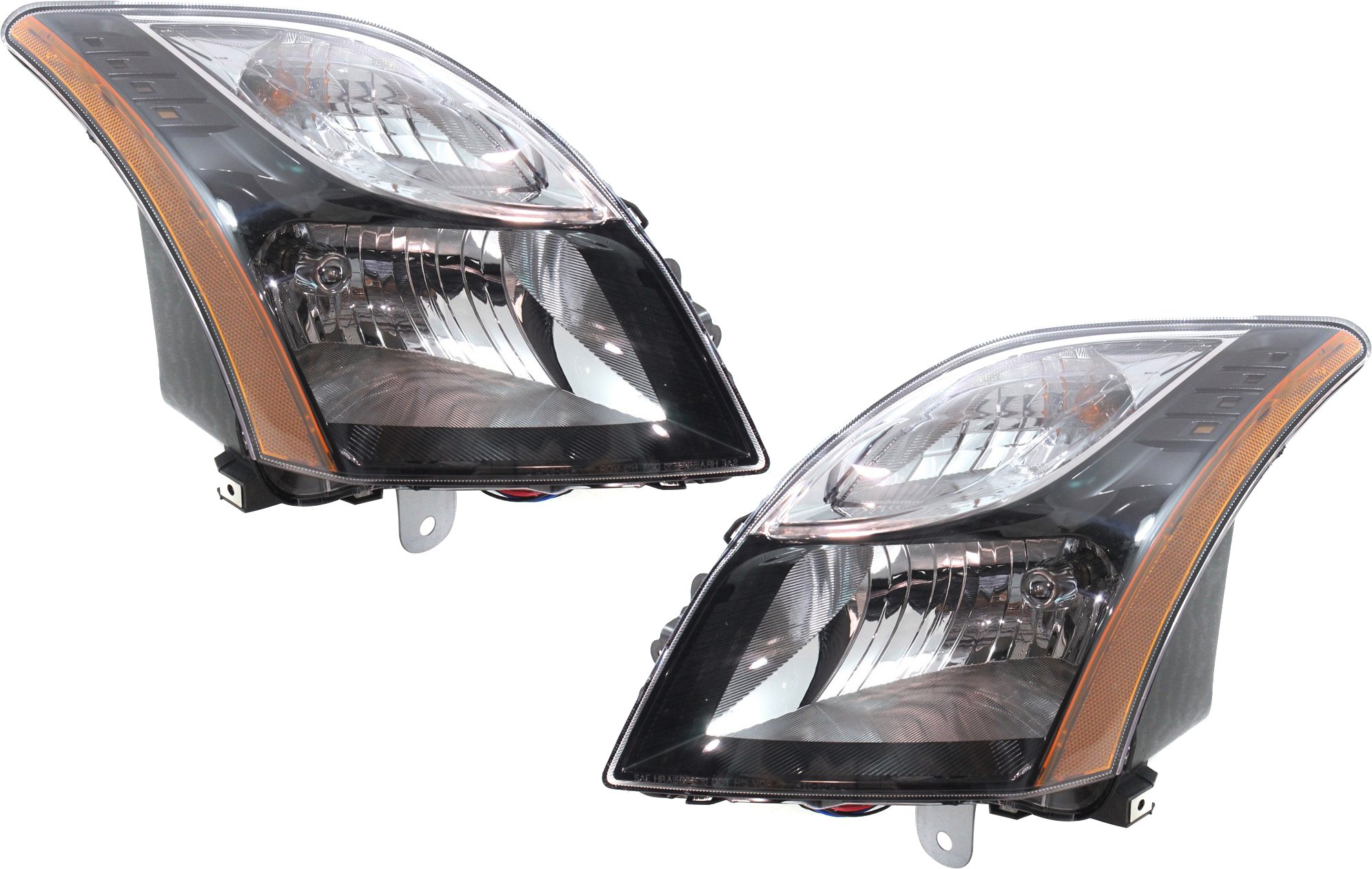 Pair/Set - Headlight Assembly for 2010-2012 Nissan Sentra SR, SE-R, SE-R Spec V Models, Right (Passenger) and Left (Driver), Halogen, Black Interior, Replacement