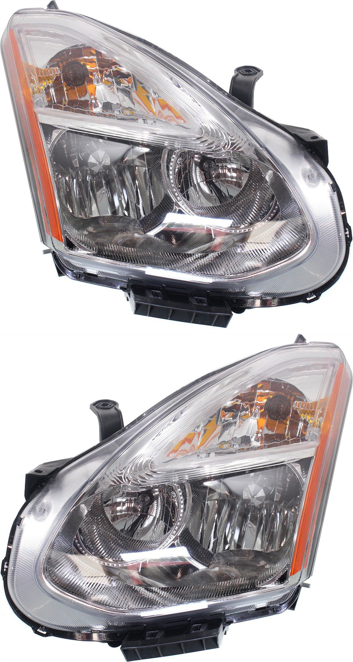 Headlight Assembly Pair/Set for 2011-2012 Nissan Rogue, Includes Right (Passenger) and Left (Driver) Halogen Lights, Replacement