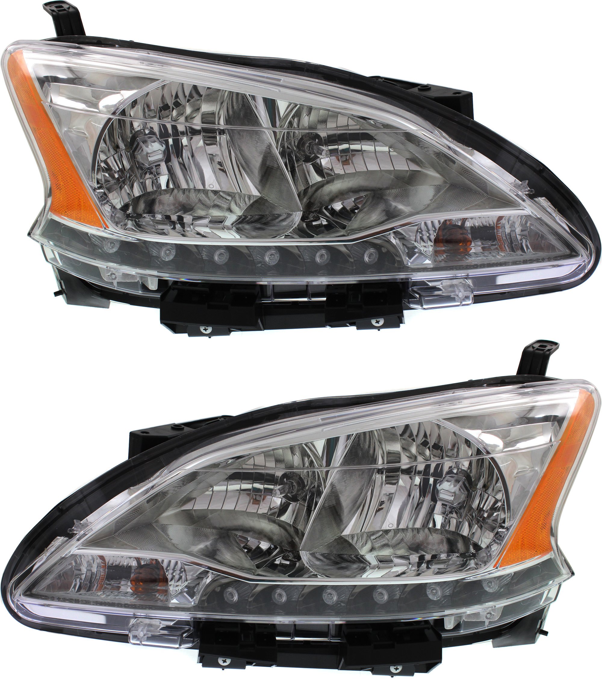 Headlight Assembly for 2013-2015 Nissan Sentra, Right (Passenger) and Left (Driver), Halogen, Replacement Pair/Set
