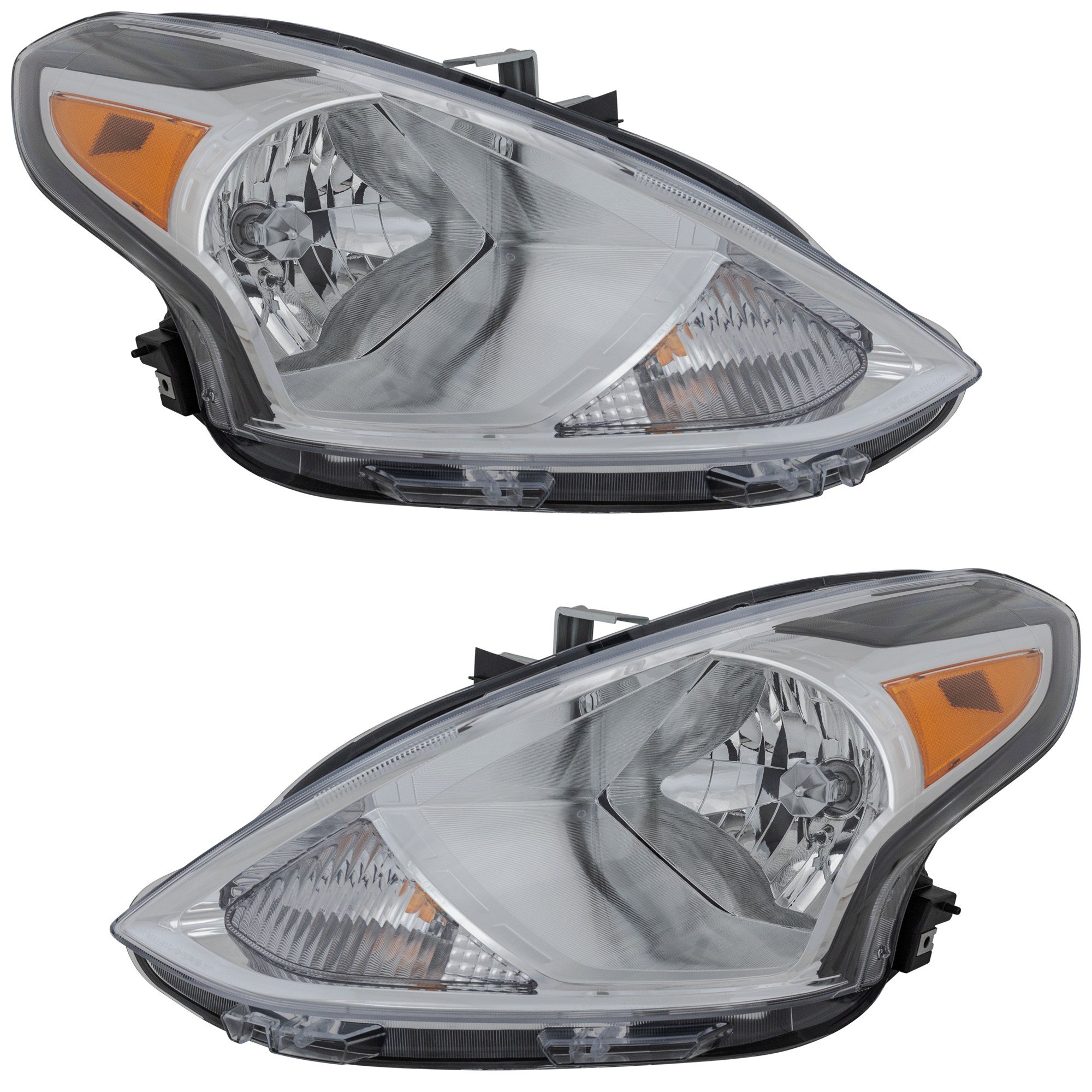 Headlight Assembly Pair/Set for Nissan Versa Sedan 2015-2019, Right (Passenger) and Left (Driver), Halogen, Replacement