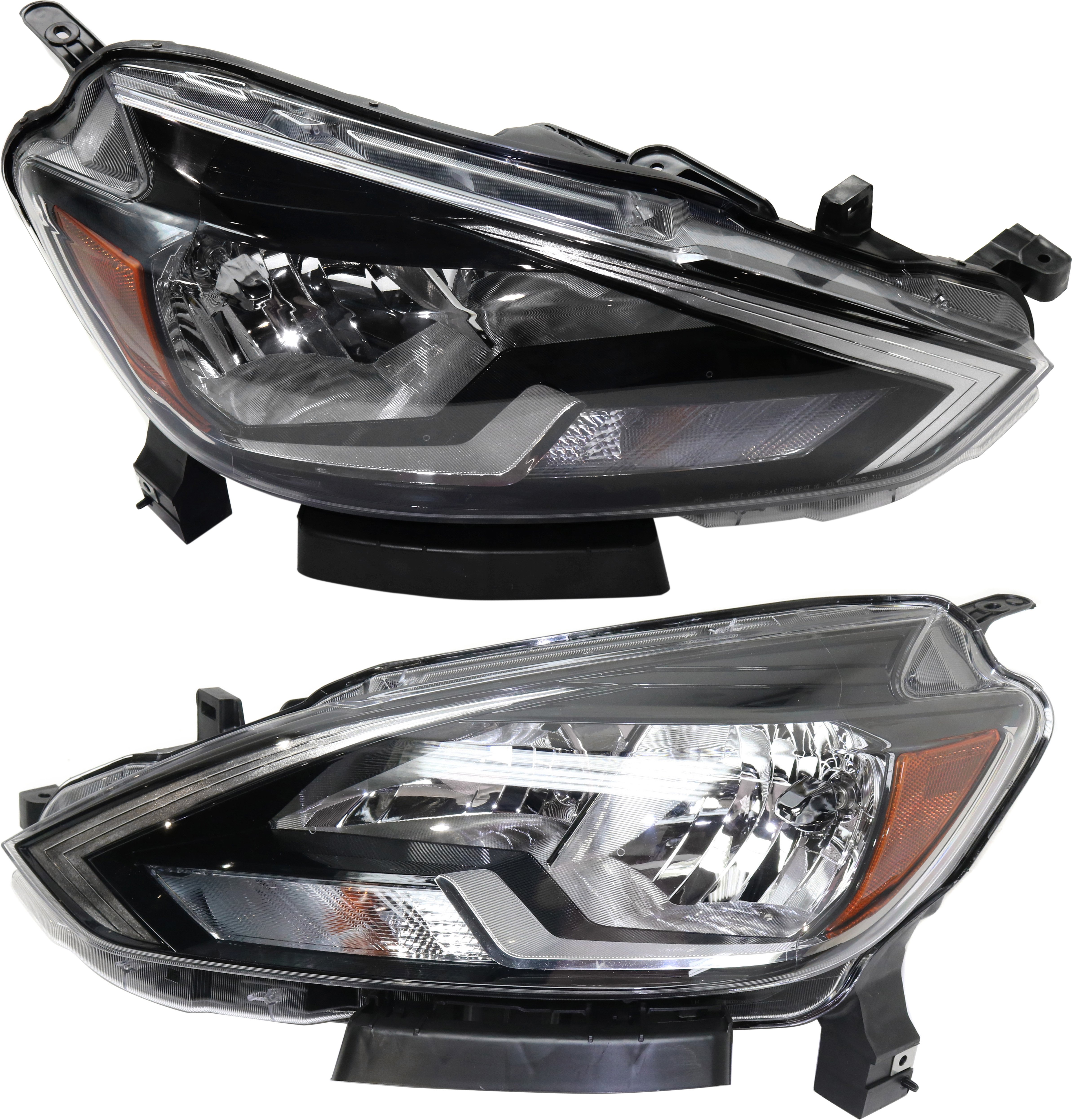 Headlight Assembly Pair/Set for 2016-2019 Nissan Sentra S/FE+ S /SV Model, Halogen, Right (Passenger) and Left (Driver), Replacement