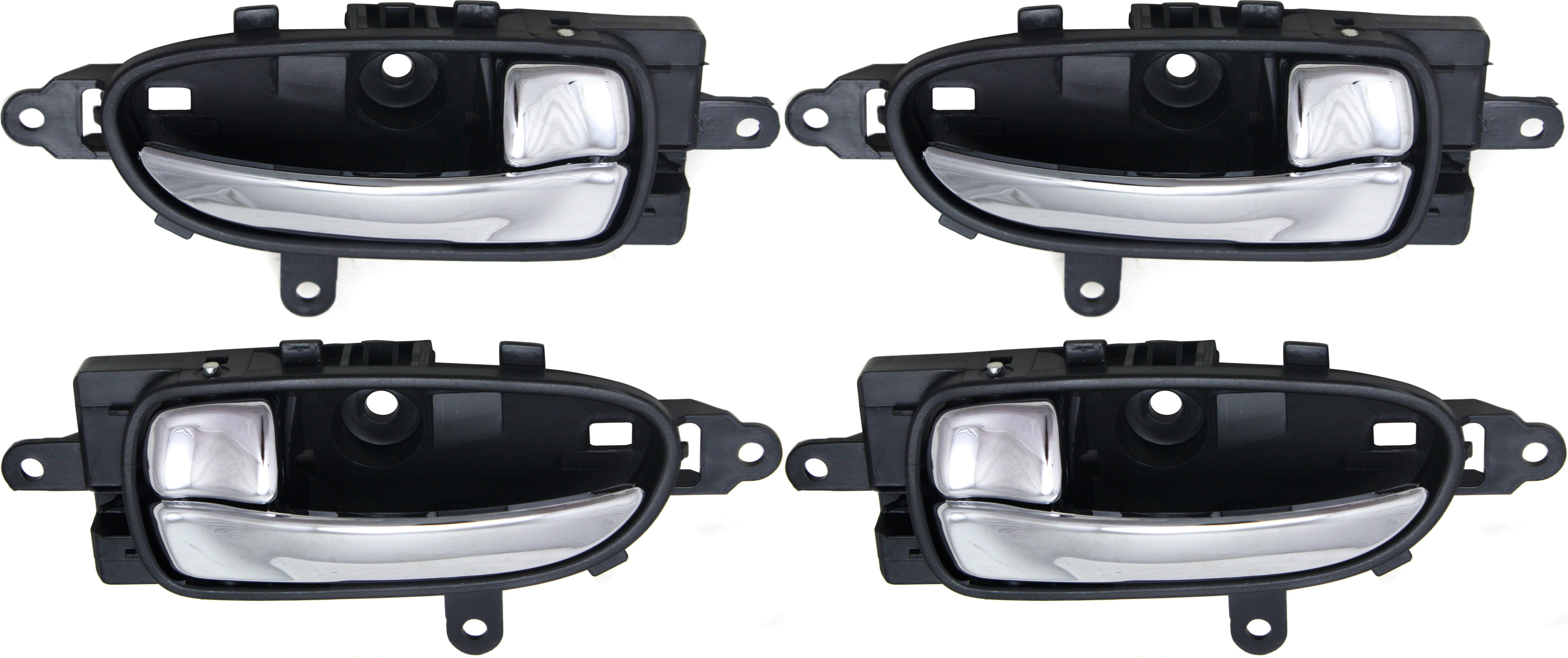 Front Door Handle Pair/Set for Nissan Altima (2007-2011), Maxima (2010-2014), Right (Passenger) and Left (Driver), Black Bezel with Chrome Lever, Equally Applicable to Rear, Replacement
