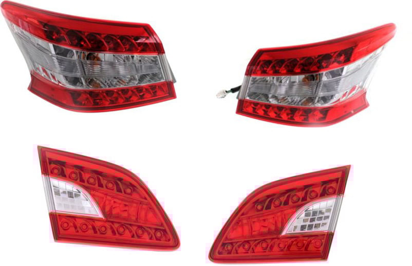 Tail Light Assembly for Nissan Sentra 2013-2015, Pair/Set of 4, Inner and Outer, Right (Passenger) and Left (Driver), Replacement