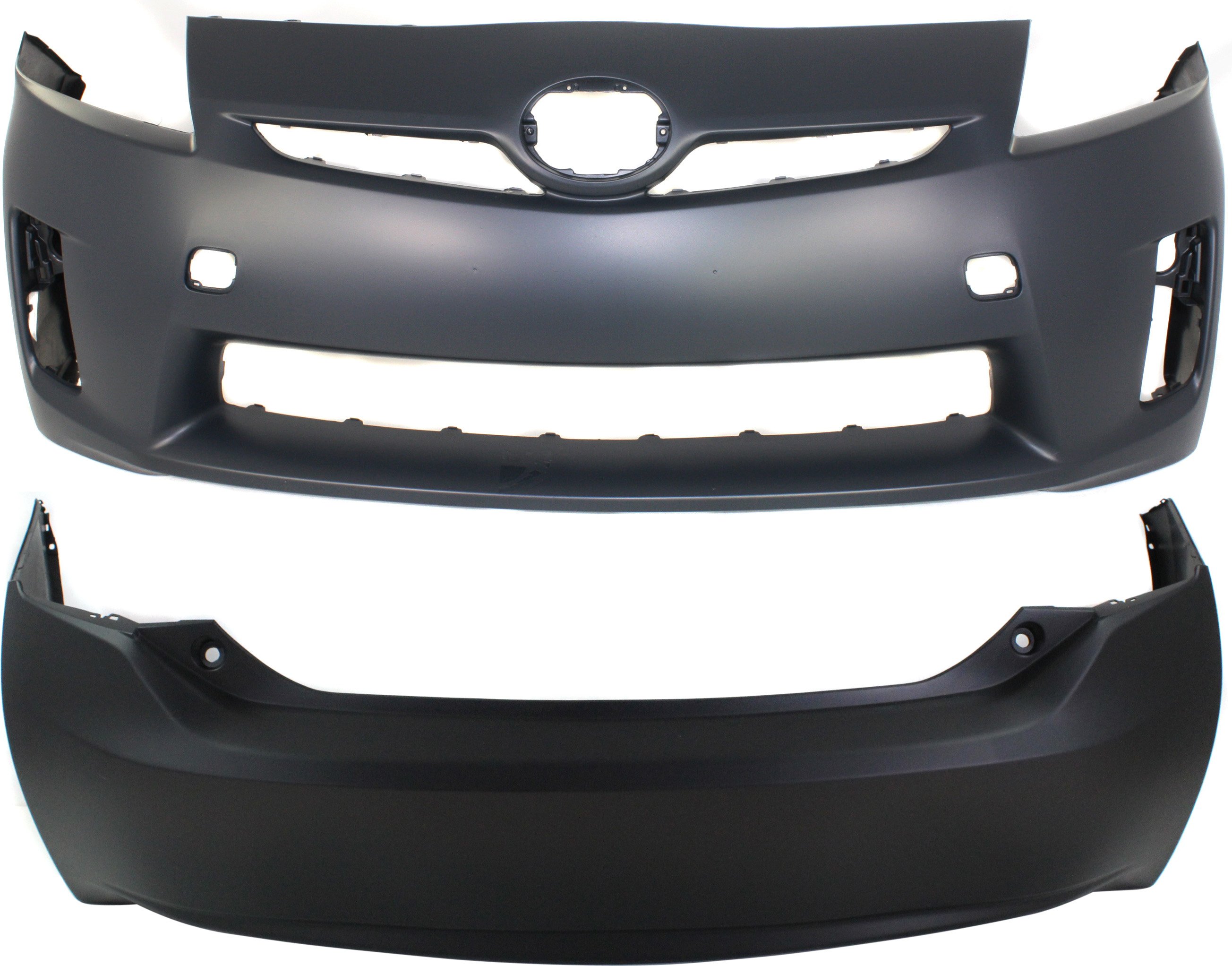 Front and Rear Bumper Cover Set for Toyota Prius 2010-2011, Primed (Ready to Paint), Replacement
