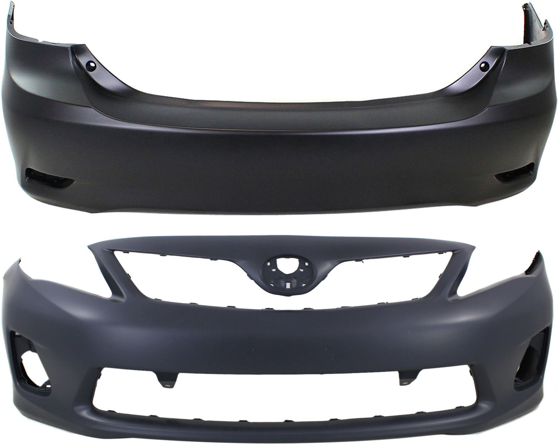 Front and Rear Bumper Cover Set for Toyota Corolla 2011-2013, Replacement Auto Part Set