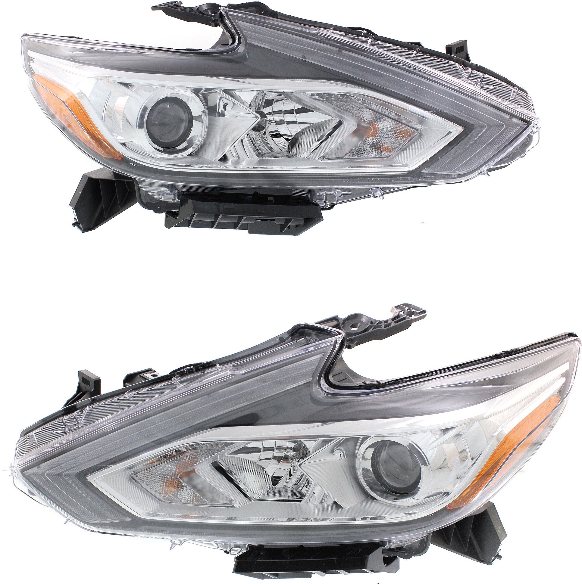 Headlight Assembly Pair/Set for Nissan Altima 2016-2018, Right (Passenger) and Left (Driver), Chrome Interior Replacement