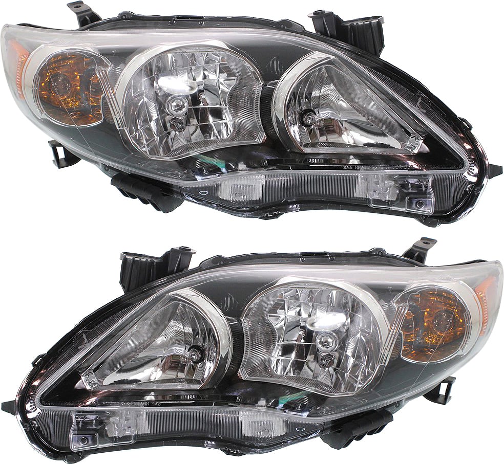 Headlight Pair/Set for 2011-2013 Toyota Corolla, Includes Right (Passenger) and Left (Driver) Replacement Lights