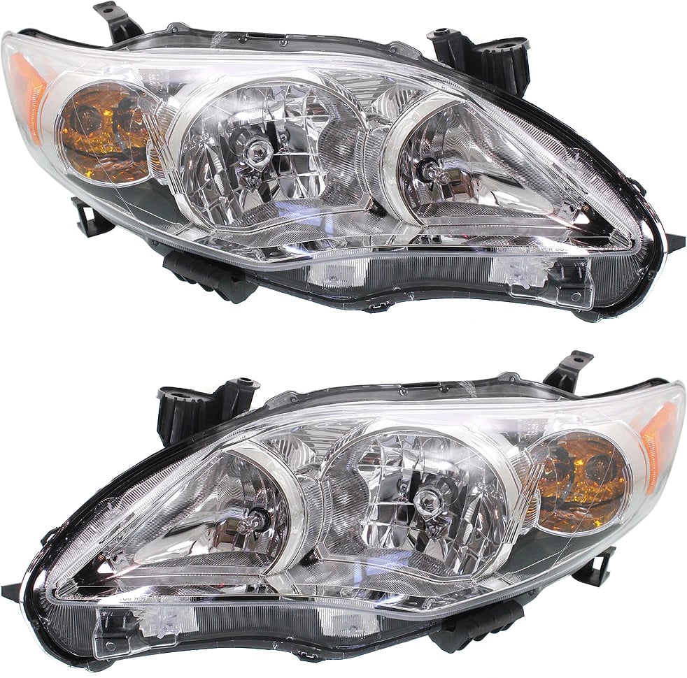 Headlight Pair/Set for 2011-2013 Toyota Corolla, Right (Passenger) and Left (Driver) Replacement