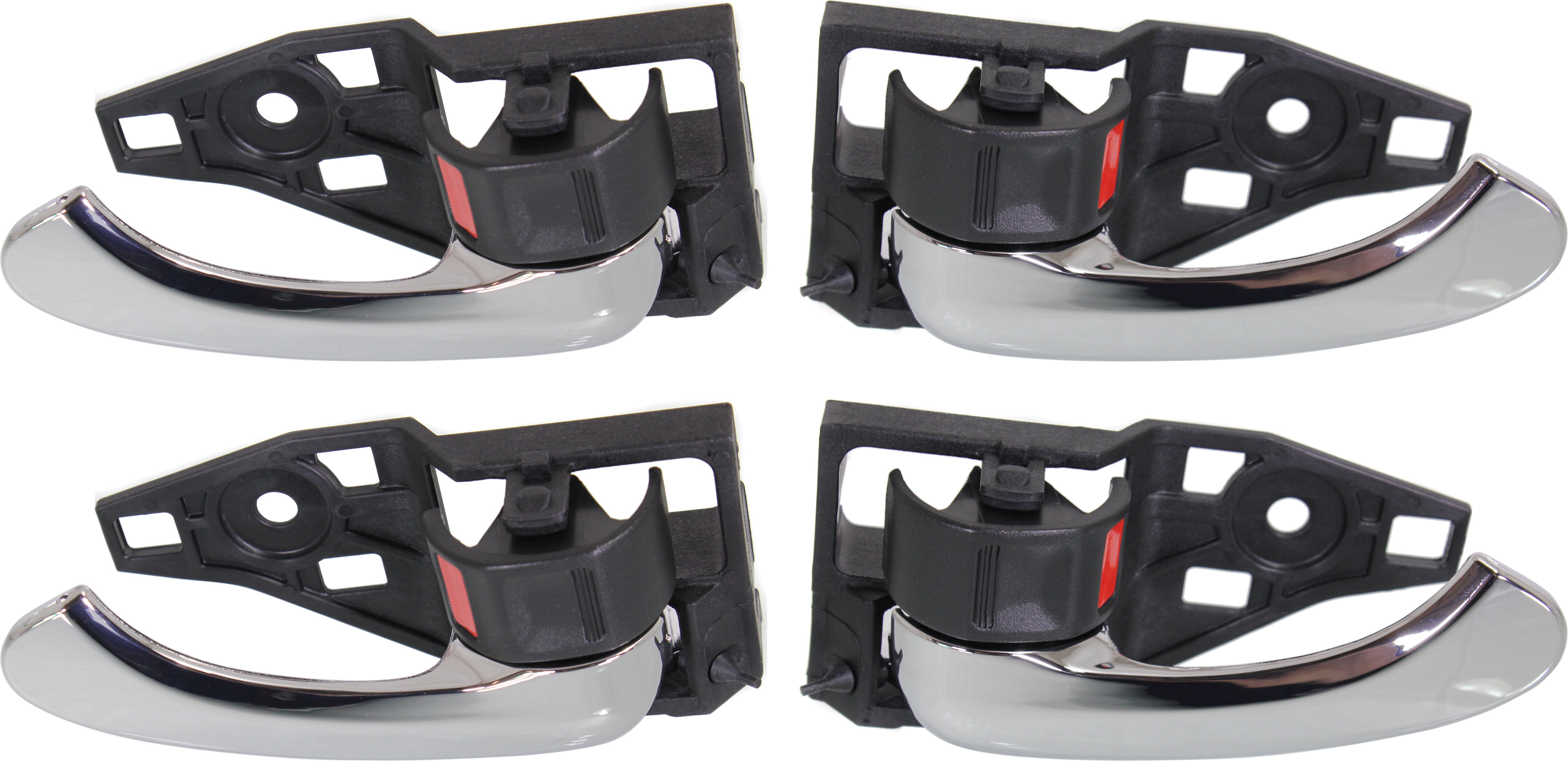 Interior Door Handle Pair/Set of 4 for Toyota Camry 2007-2011, Front and Rear, Right (Passenger) and Left (Driver), Chrome Lever and Black Knob, for Japan/USA Built Vehicle Replacement
