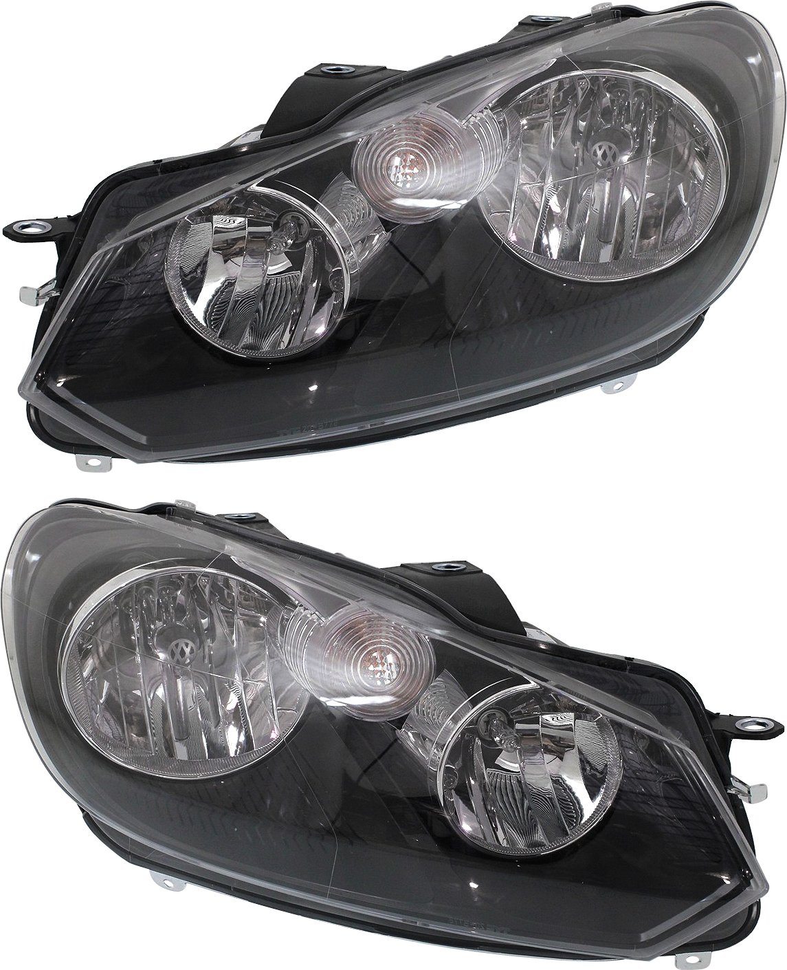 Pair/Set - Headlight Assembly for Volkswagen Jetta Wagon 2010-2014, Right (Passenger) and Left (Driver), Halogen, Replacement