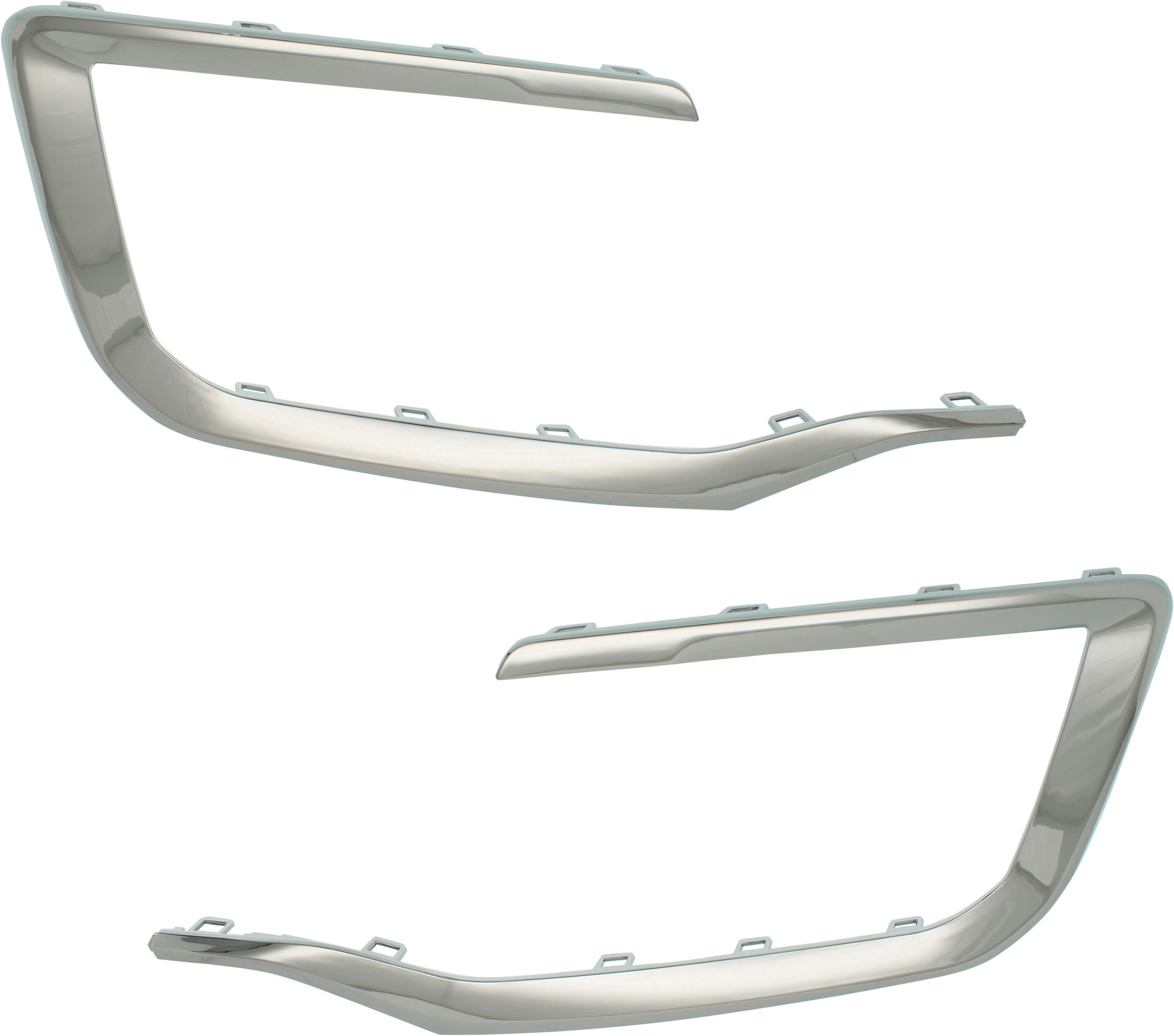 Front Bumper Molding Pair/Set for 2016-2017 GMC Terrain, Right (Passenger) and Left (Driver) Chrome, Excluding Denali Model - Replacement