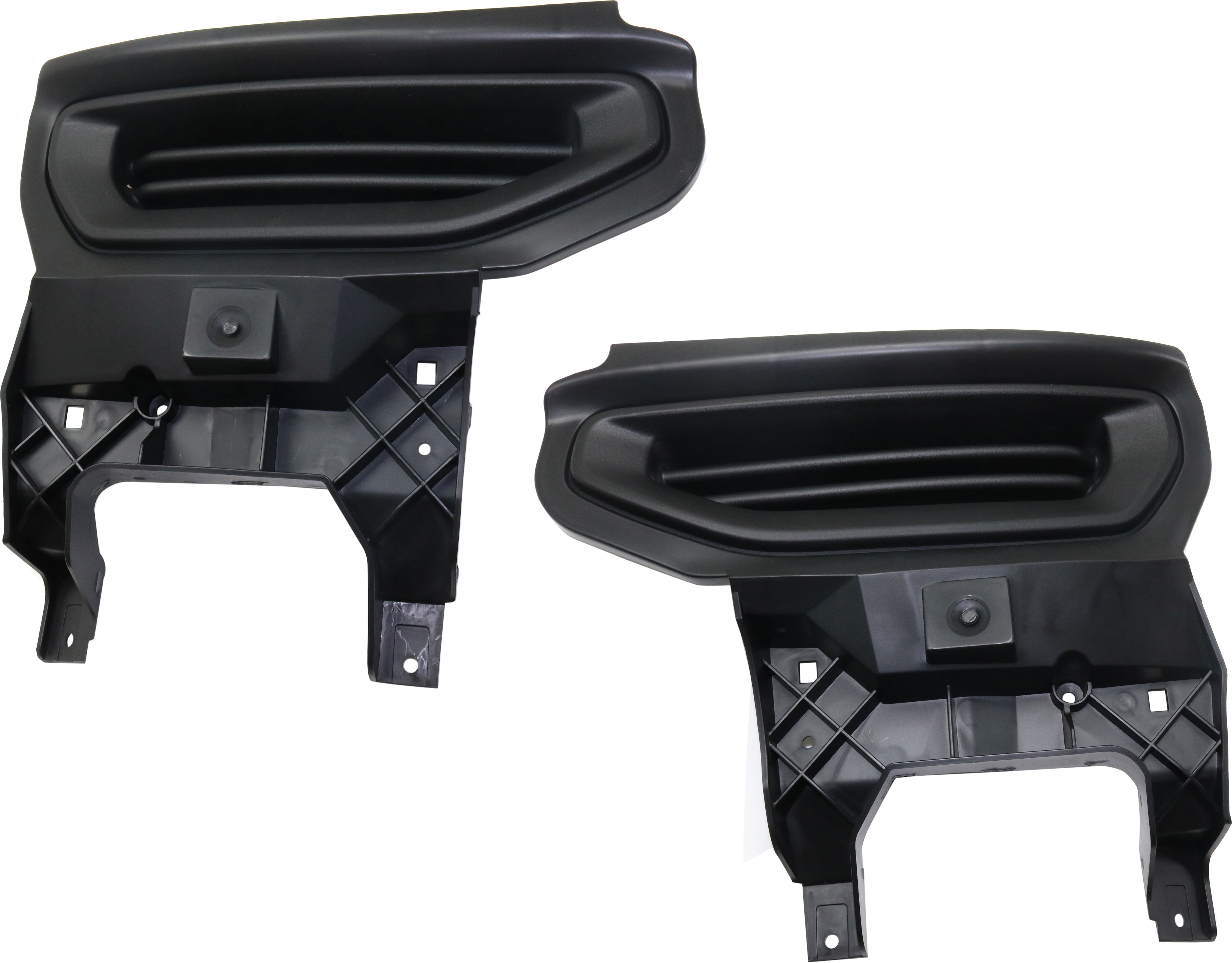 Front Fog Light Cover Pair/Set for GMC Sierra 1500 (2016-2018) / Sierra 1500 Limited (2019), Right (Passenger) and Left (Driver), Textured Black, No Fog Light Hole, with Chrome Bumper, Replacement