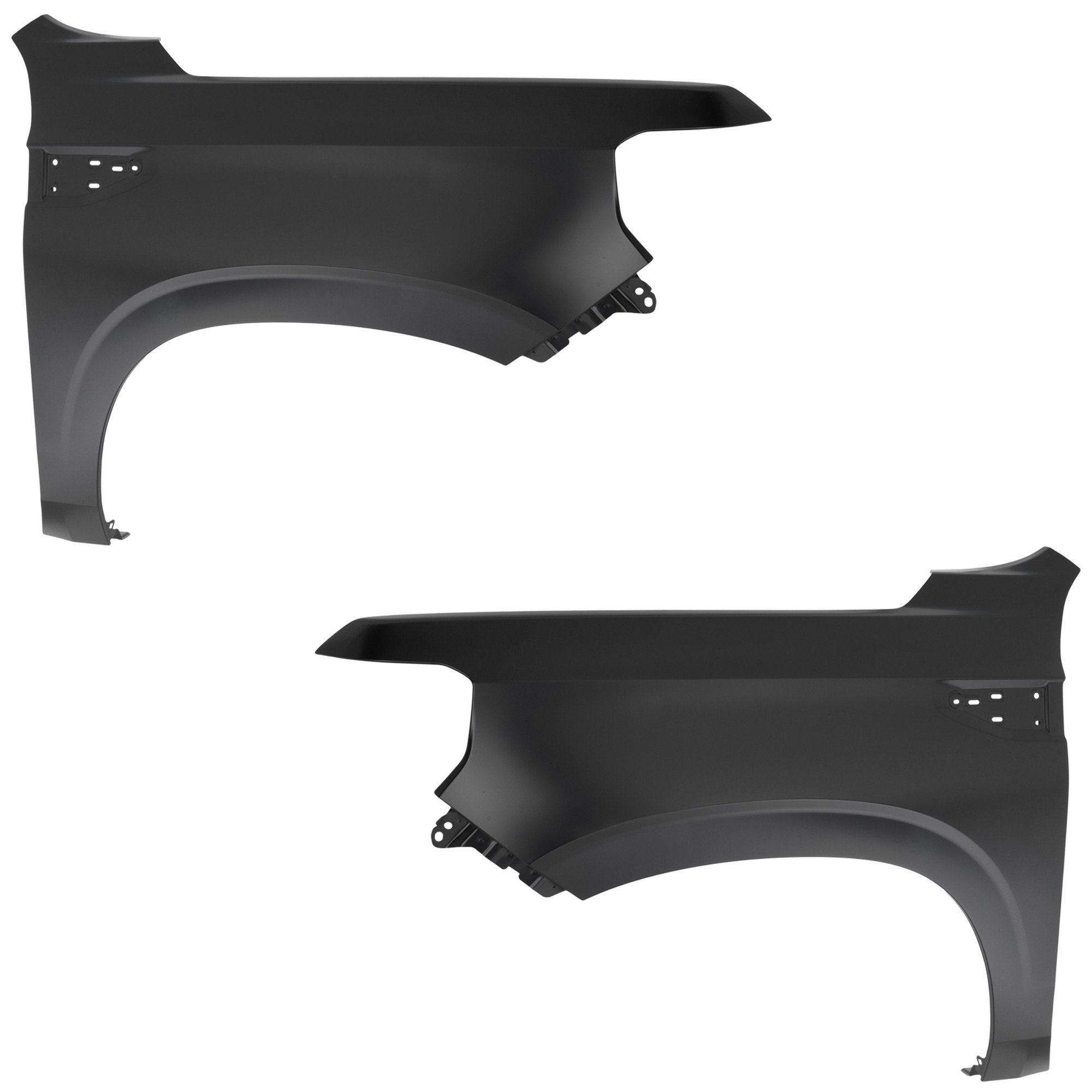 Front Fender Pair/Set for GMC Yukon/Yukon XL 2021-2023, Right (Passenger) and Left (Driver), Black Steel, without Light Hole, Replacement