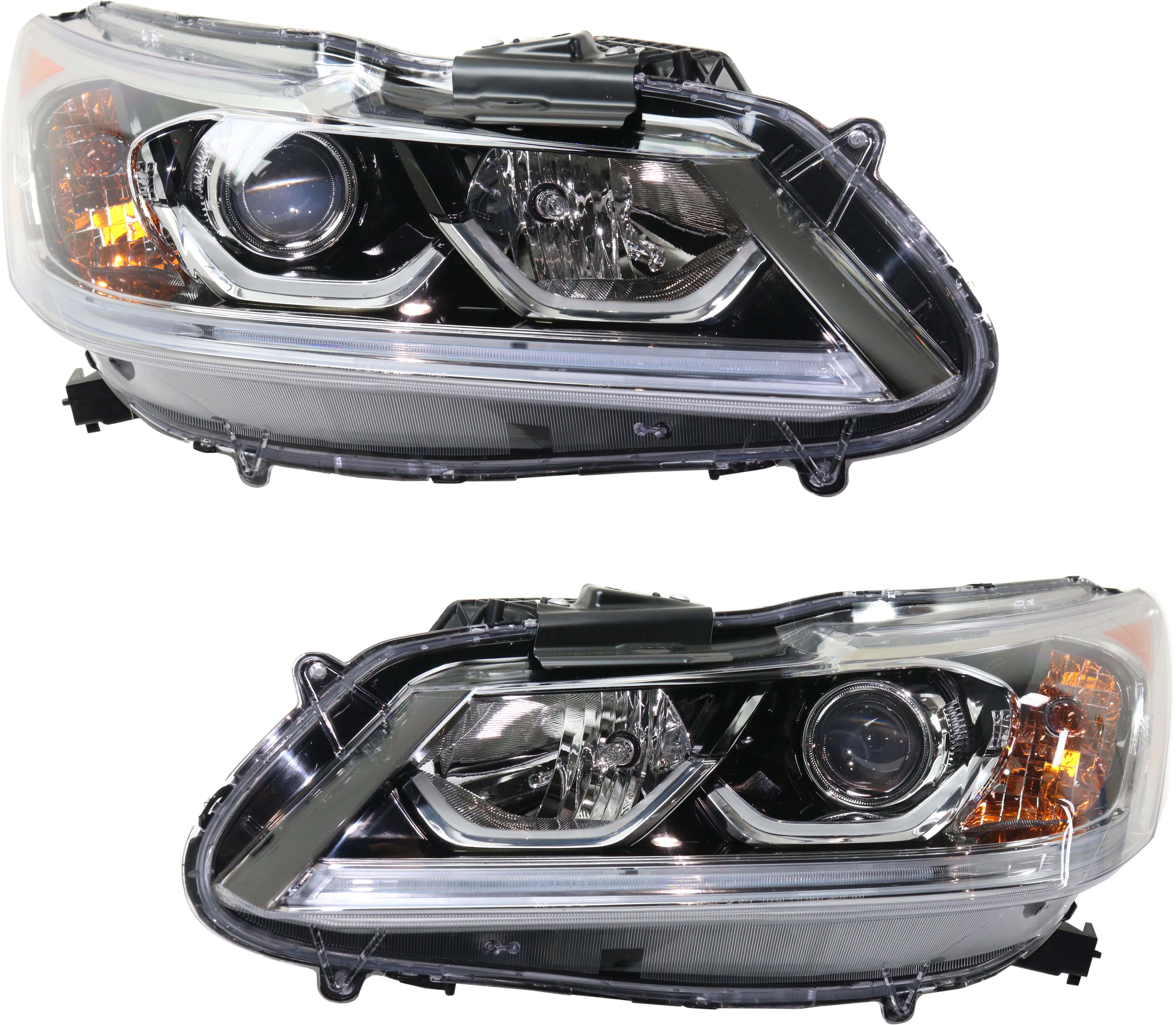 Headlight Assembly Pair/Set for 2017 Honda Accord, Right (Passenger) and Left (Driver), Halogen, Hybrid Model, Replacement