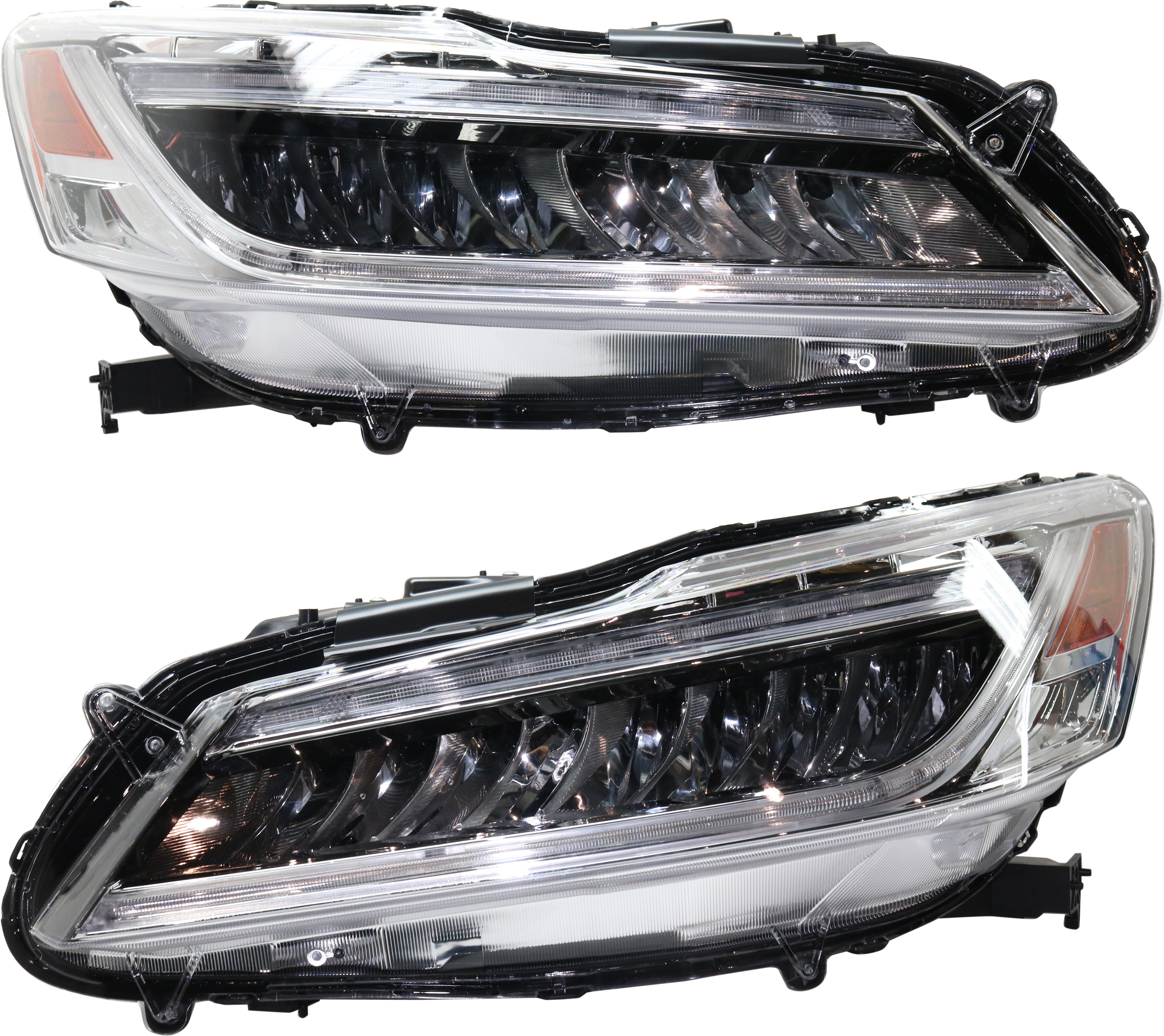 Headlight Assembly Pair/Set for 2016-2017 Honda Accord Sedan, Right (Passenger) and Left (Driver), LED, Excludes Hybrid Model, Replacement