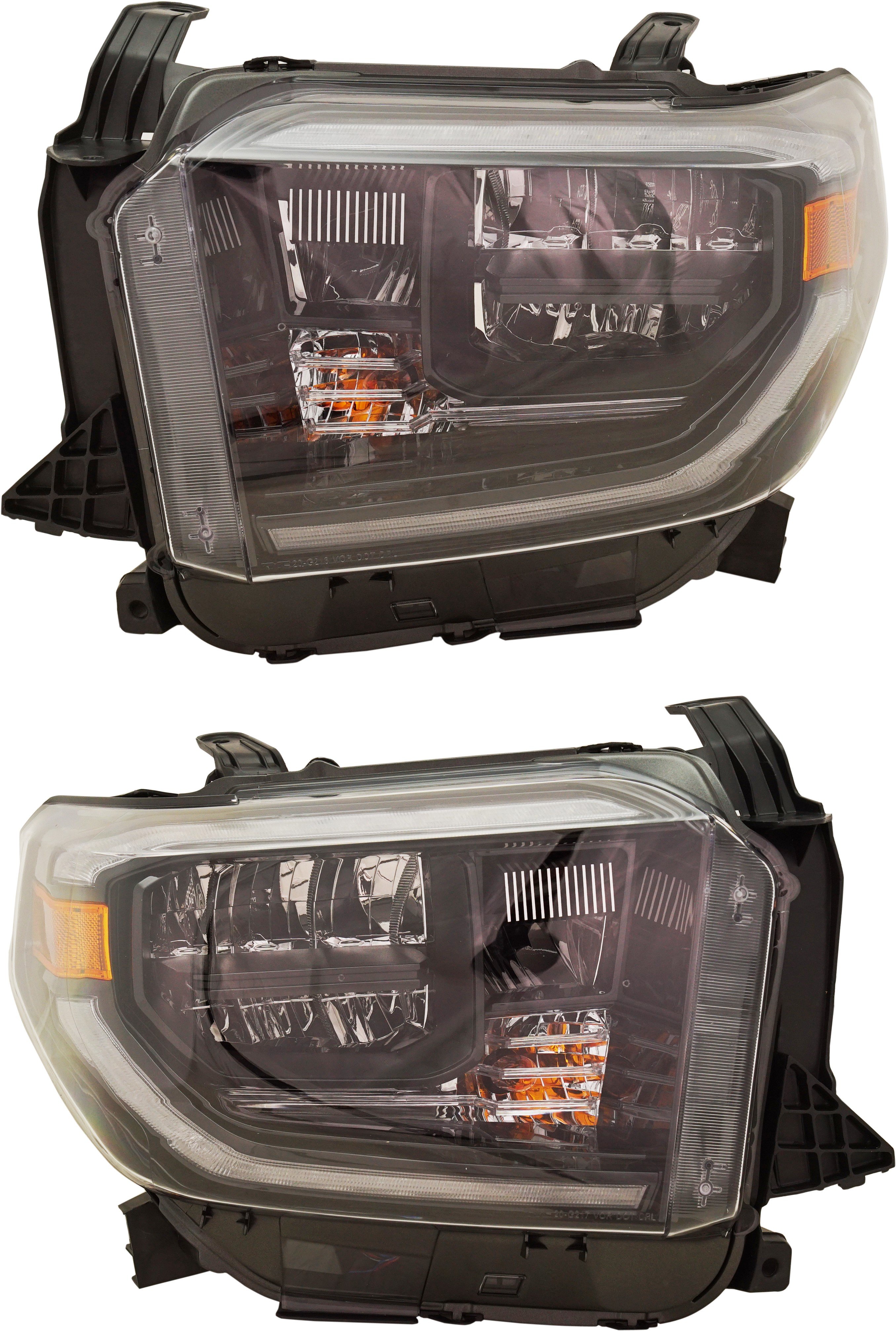 Pair/Set - LED Headlight Assembly for Hyundai Tucson 2019-2021, Right (Passenger) and Left (Driver), Black Interior with Smoked Chrome Accent, Replacement
