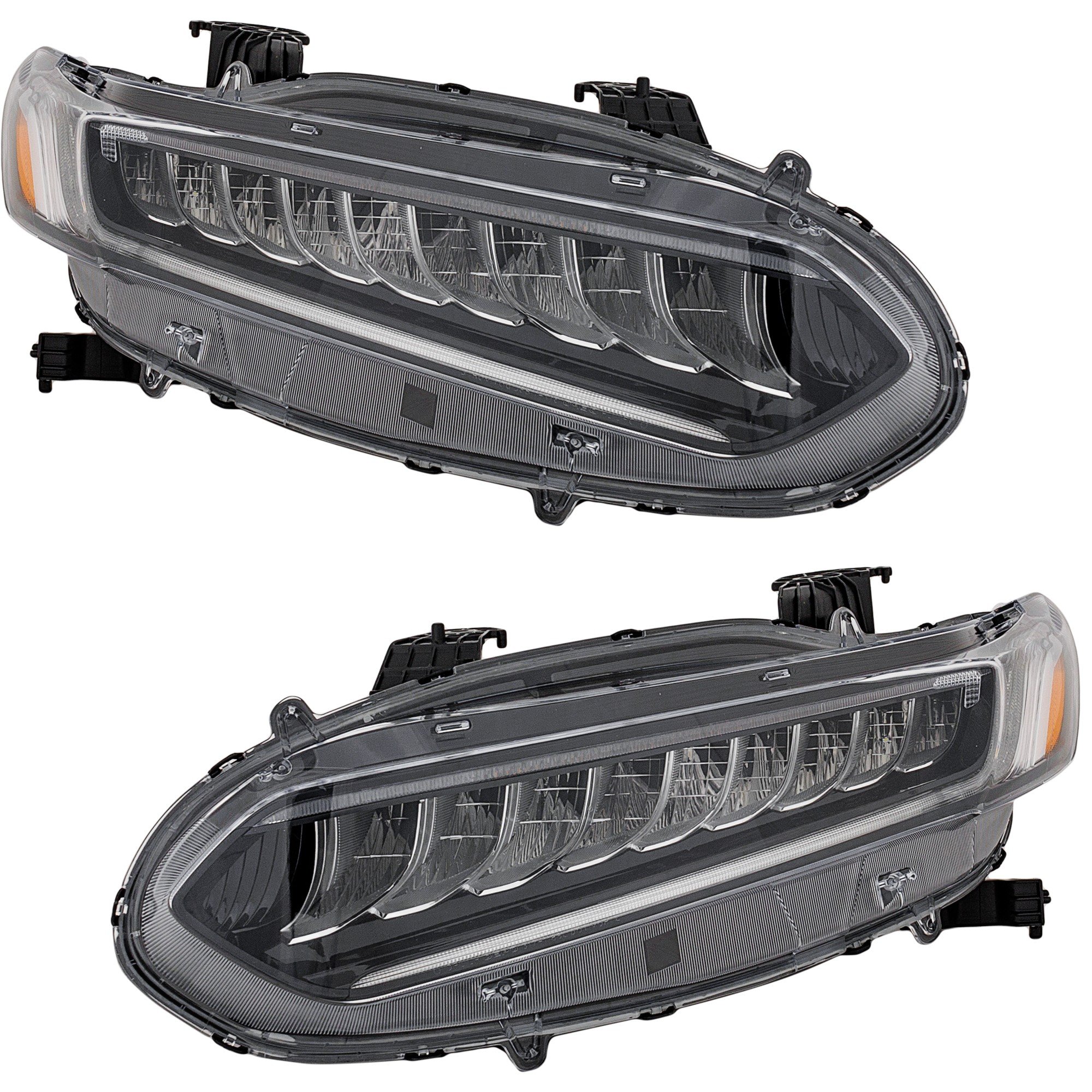 Headlight Assembly Pair/Set for 2021-2022 Honda Accord Sedan, Fits EX-L, Touring, Hybrid EX-L, Hybrid Touring Models, Includes Right (Passenger) and Left (Driver) LED Lights, Replacement