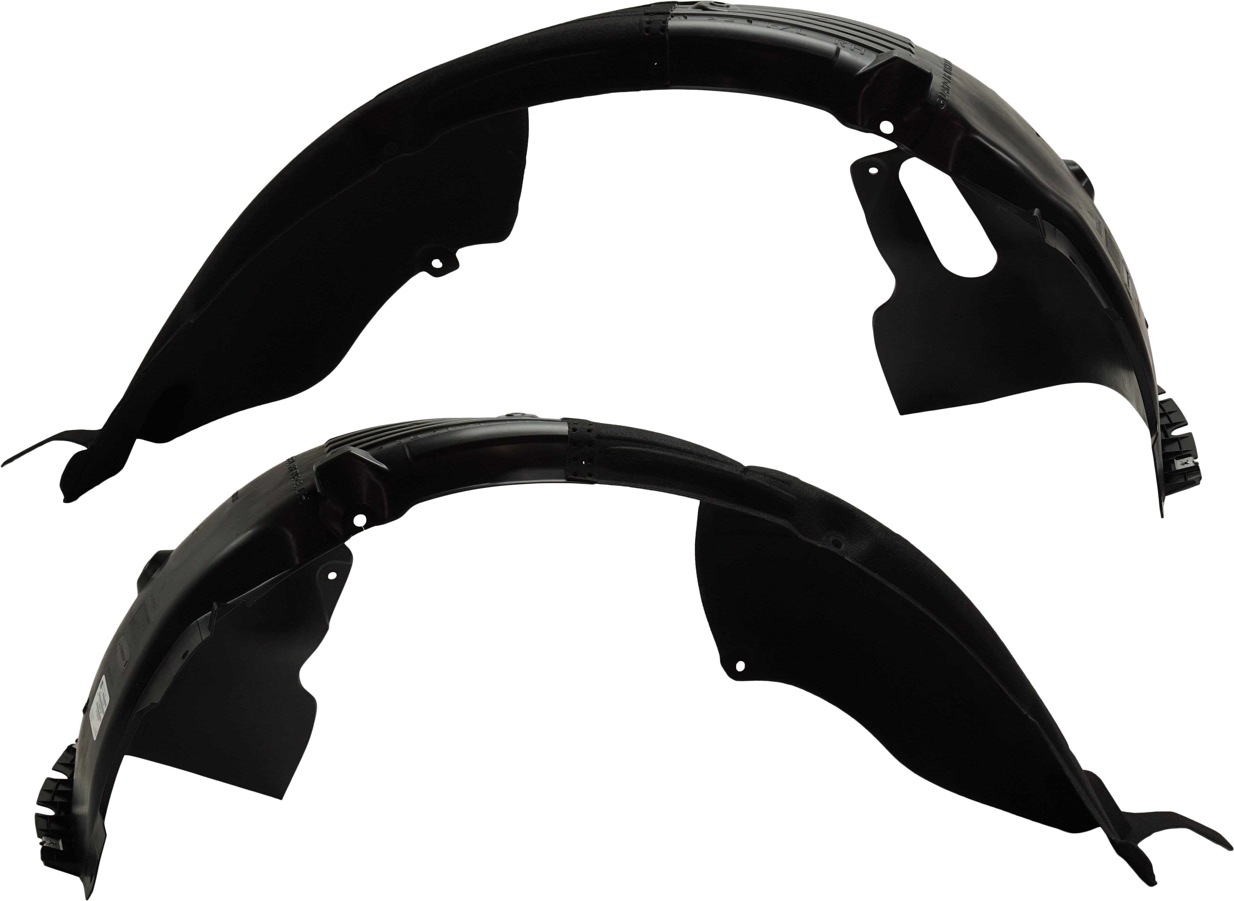 Front Fender Liner Pair/Set for 2018-2019 Hyundai Sonata, Right (Passenger) and Left (Driver), Excluding Hybrid Model, with Chrome, Replacement