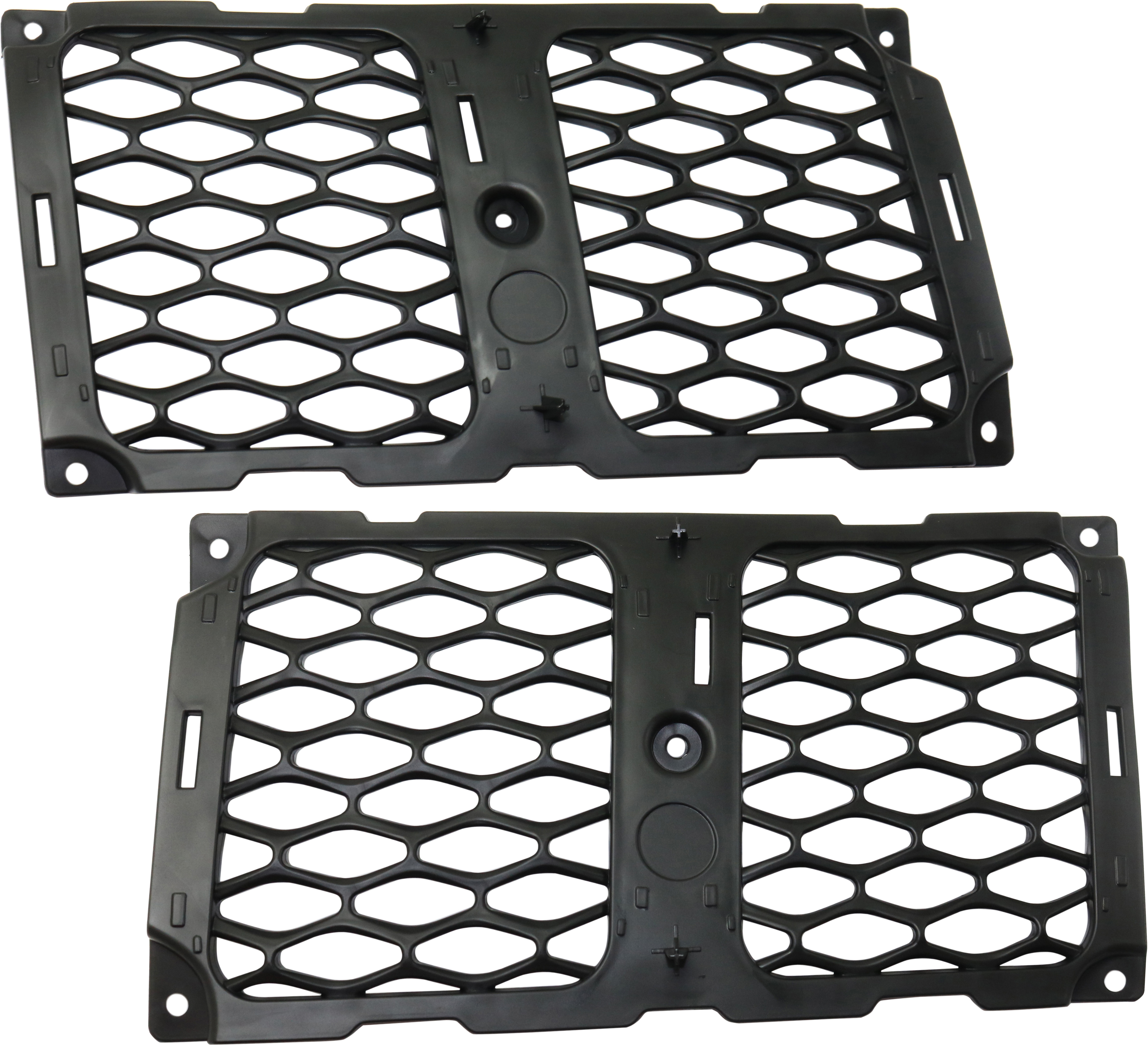 Pair/Set - Textured Black Grille with Honeycomb Mesh for Jeep Grand Cherokee, Right (Passenger) and Left (Driver) Replacement, 2017-2021 Model
