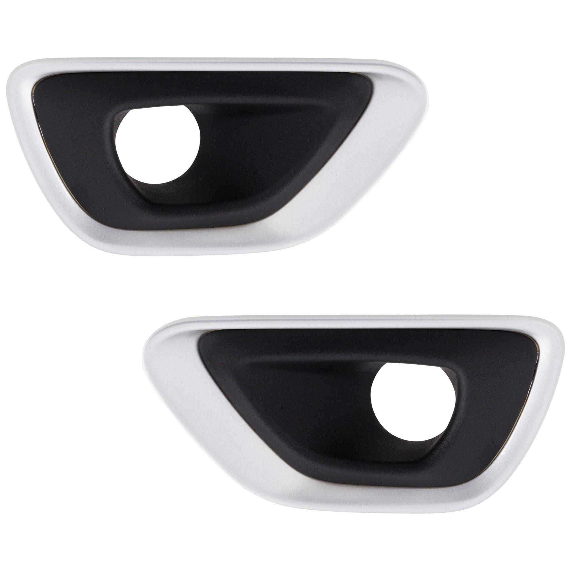 Front Fog Light Molding Pair/Set for 2014-2016 Jeep Grand Cherokee, Right (Passenger) and Left (Driver), Black with Silver Trim, Excluding SRT Model - Replacement