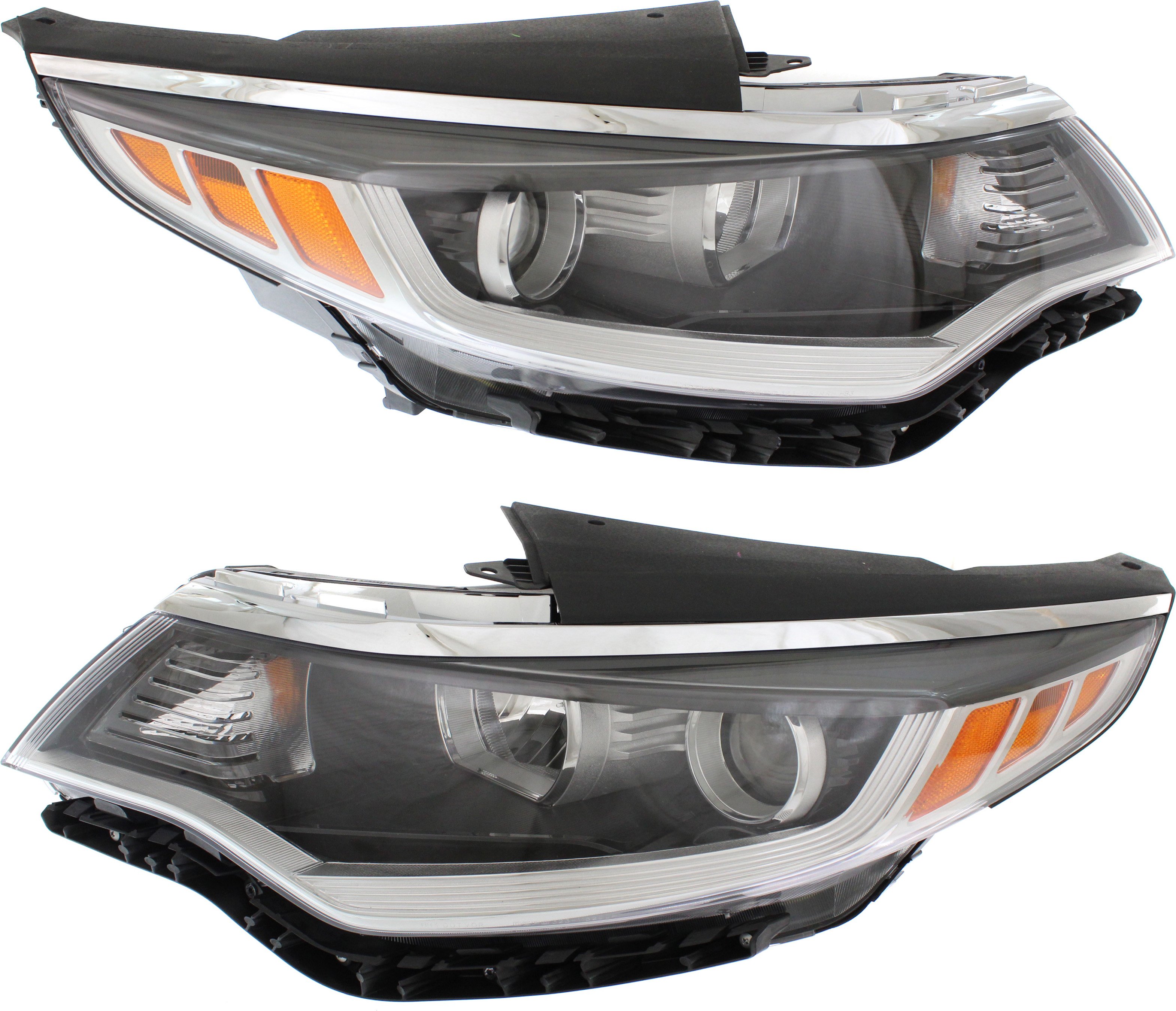 Headlight Assembly Pair/Set for Optima 2016-2018 Right (Passenger) and Left (Driver), Halogen, Without Daytime Running Light, USA Built Vehicle, not for Hybrid Model, Replacement