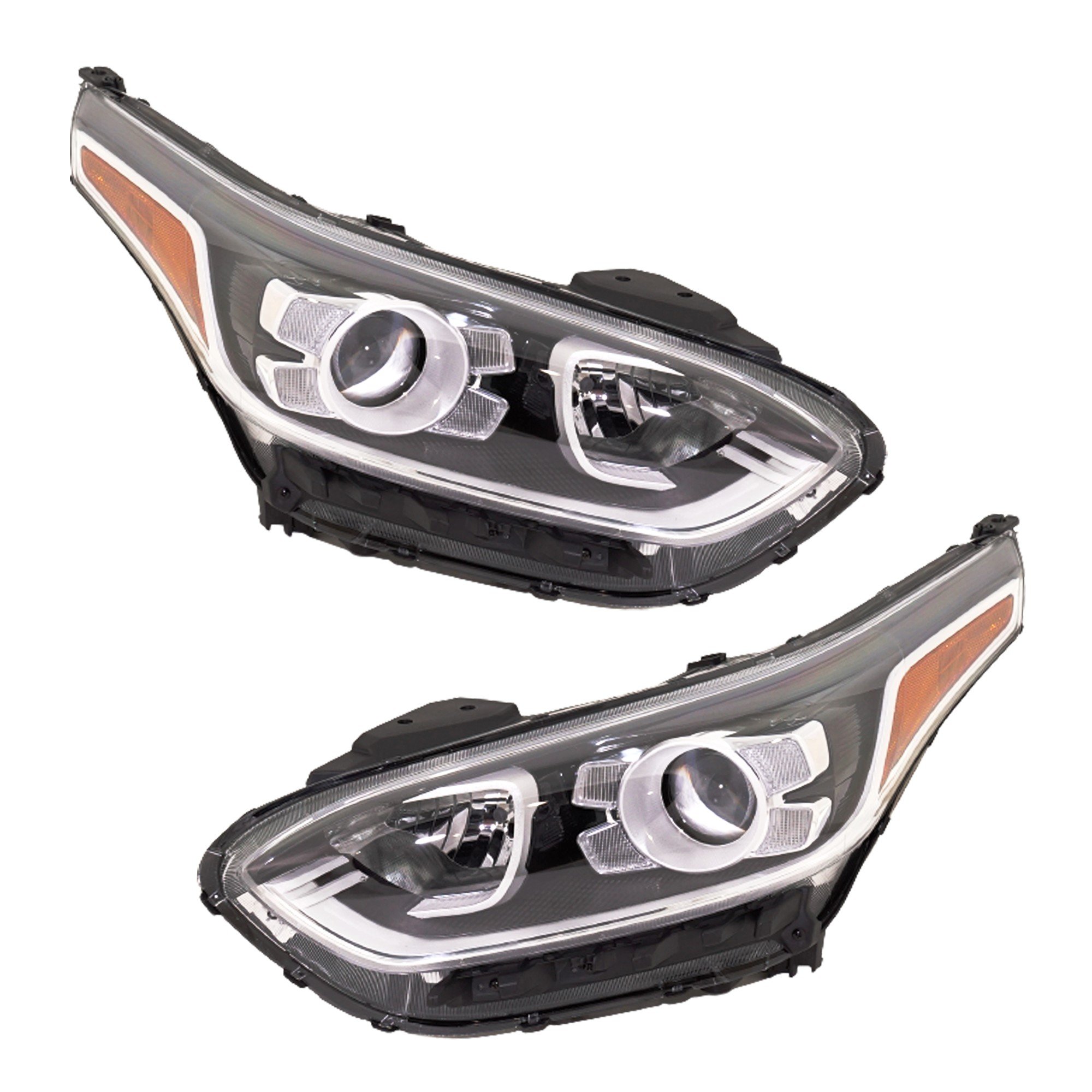 Pair/Set - Headlight Assembly for Kia Forte Sedan 2019-2021, Right (Passenger) and Left (Driver), Halogen, Fits EX/GT-Line/S Model, Replacement