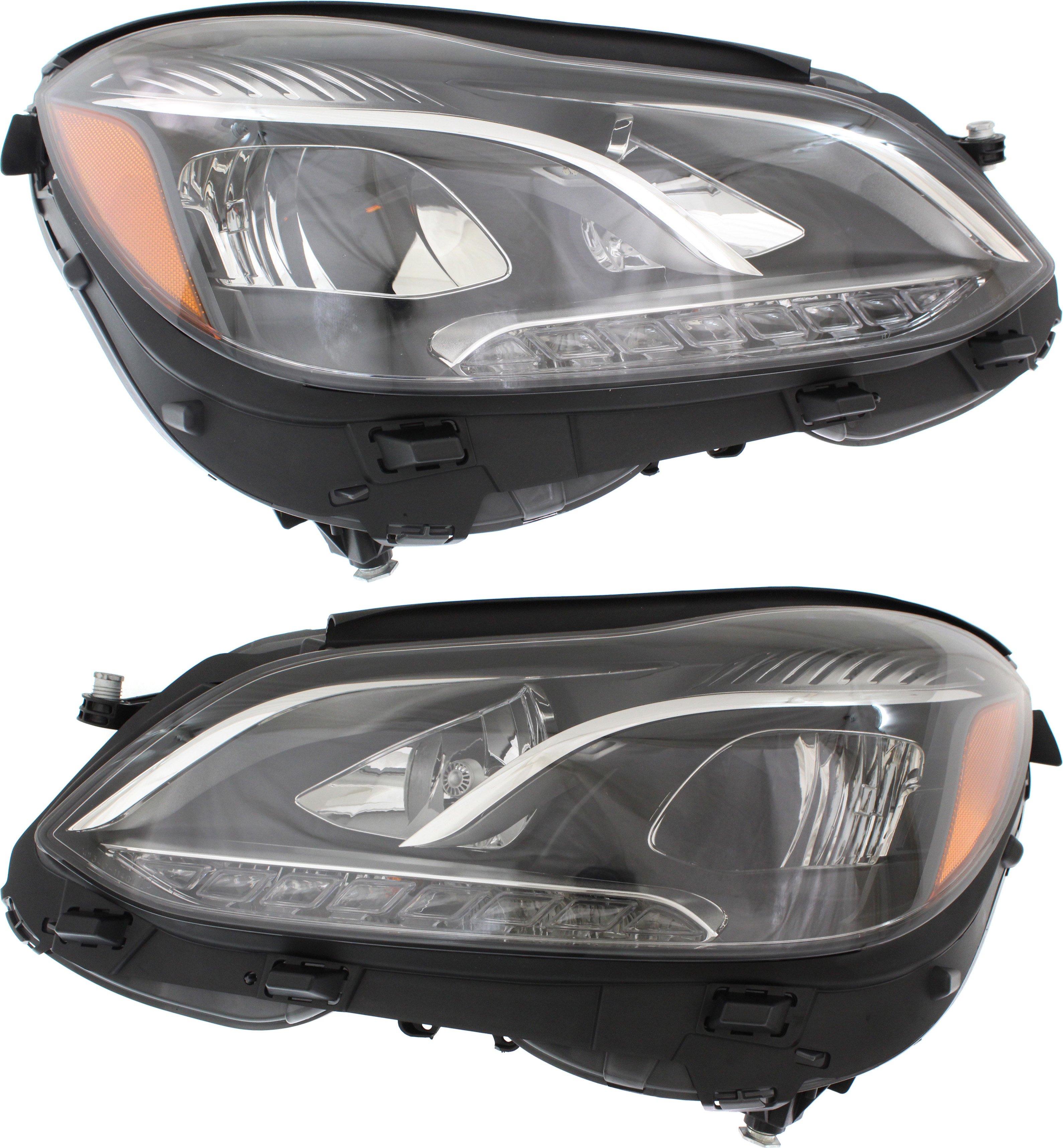 Pair/Set - Headlight Assembly for Mercedes-Benz E-Class Sedan/Wagon 2014-2016, Right (Passenger) and Left (Driver), with Static LED, Replacement