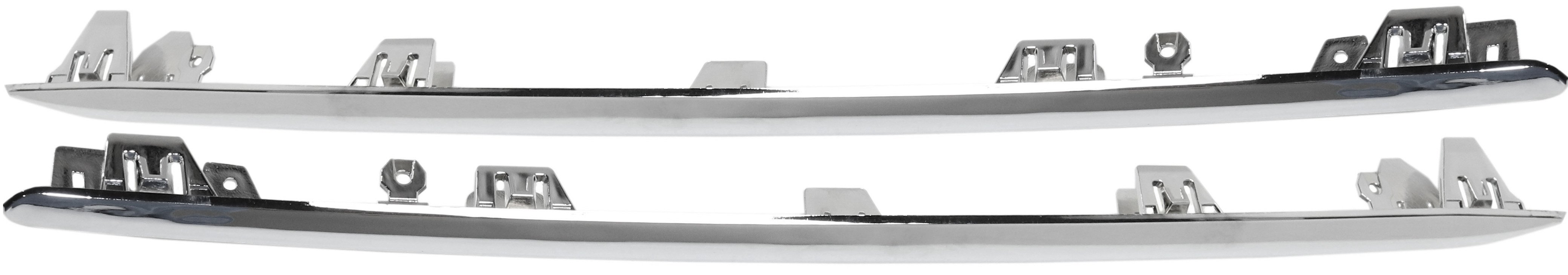 Rear Bumper Molding Pair/Set for 2014-2016 Mercedes-Benz E-Class Sedan, Right (Passenger) and Left (Driver) Impact Strip, Chrome, without AMG Styling Package, Replacement