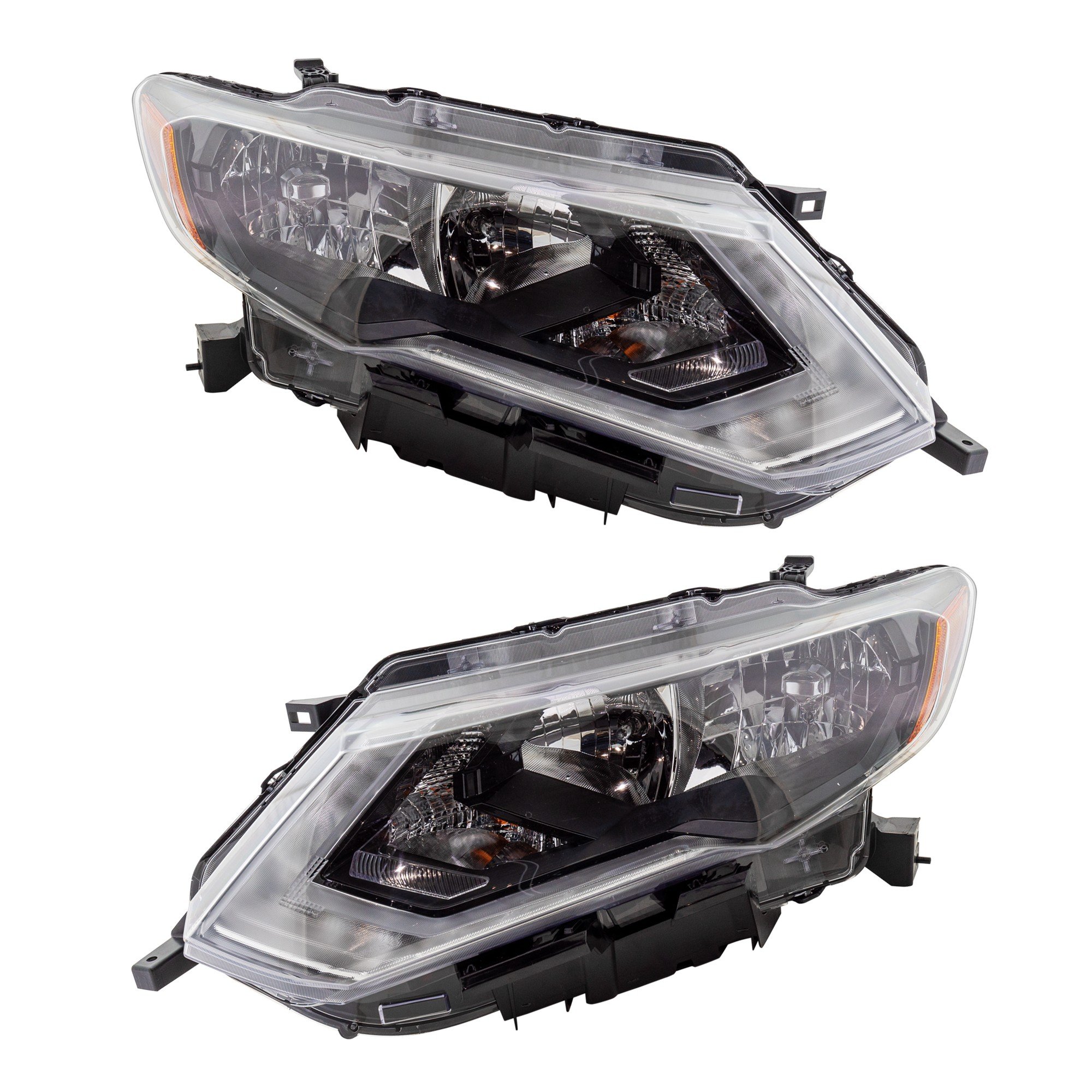 Headlight Assembly Pair/Set for 2018-2019 Nissan Rogue S/SL/SL Hybrid Models, Right (Passenger) and Left (Driver), Halogen, Built for Japan Vehicles, Replacement