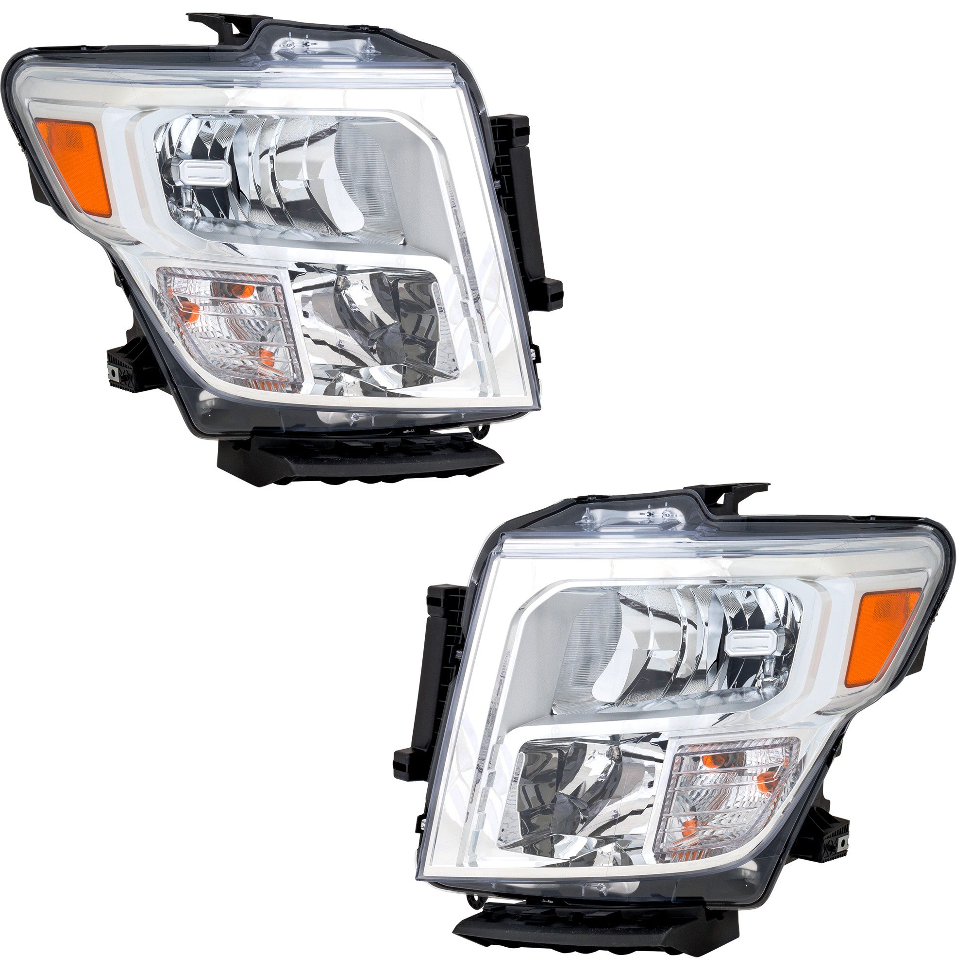Headlight Assembly Pair/Set for Nissan Titan 2020-2023, Titan XD 2020-2021, Right (Passenger) and Left (Driver), Halogen, Crew Cab, Replacement