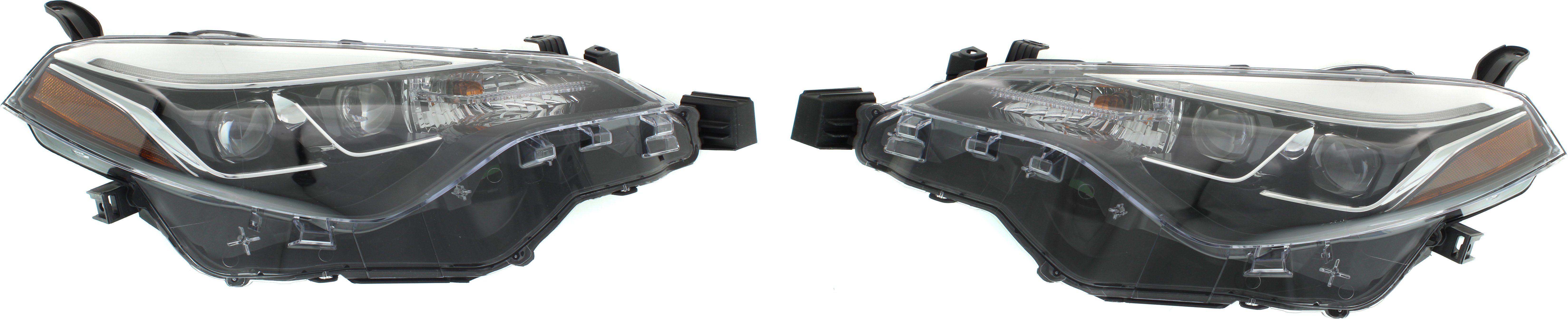 Pair/Set - Headlight Assembly for Toyota Corolla 2017-2019 Right (Passenger) and Left (Driver), Halogen with LED Daytime Running Light (DRL), for SE/XLE/XSE and 50th Anniversary Special Edition Sedan Models, Replacement