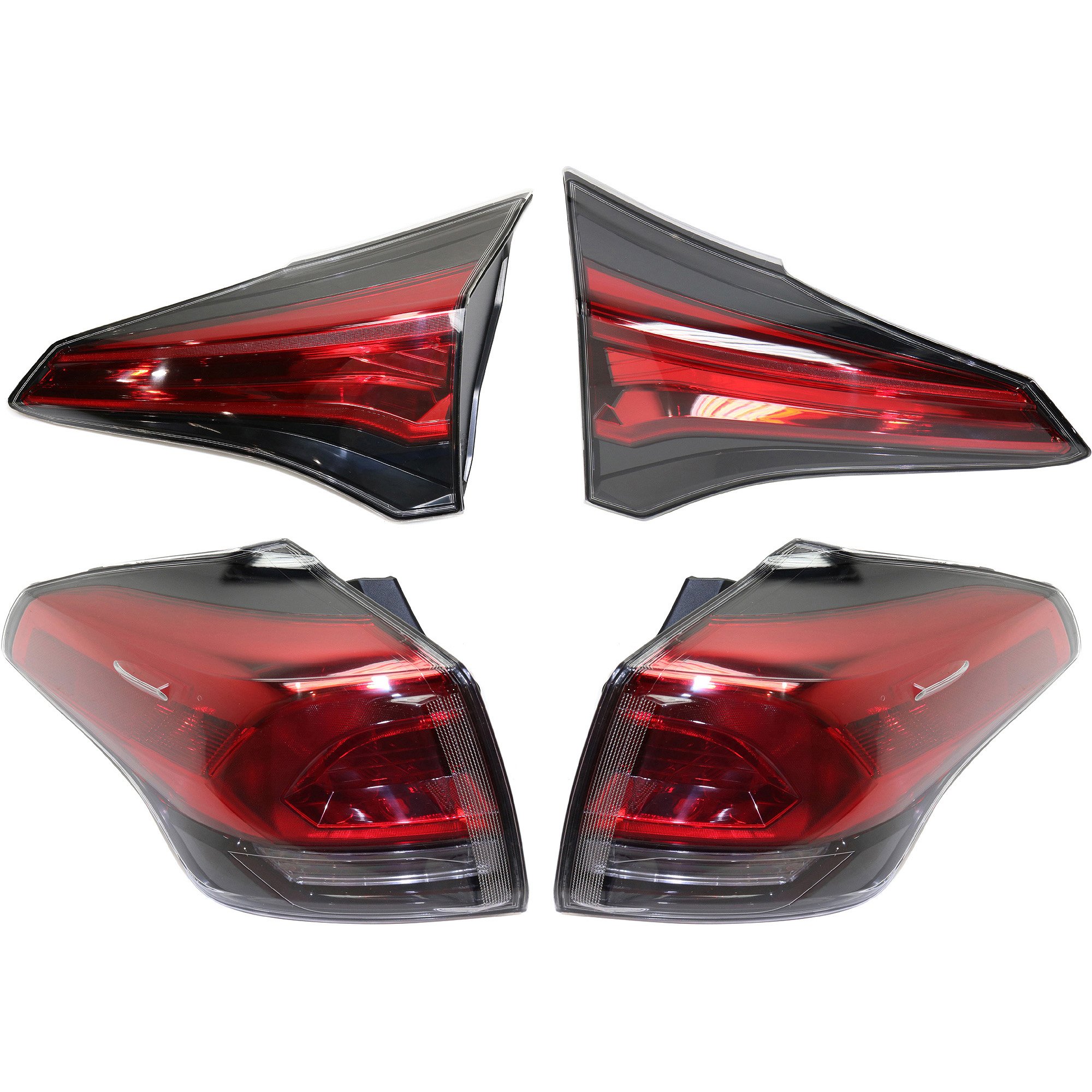 Tail Light Assembly for Toyota RAV4 2016-2018, Inner and Outer, Right (Passenger) and Left (Driver), Halogen, Replacement Pair/Set
