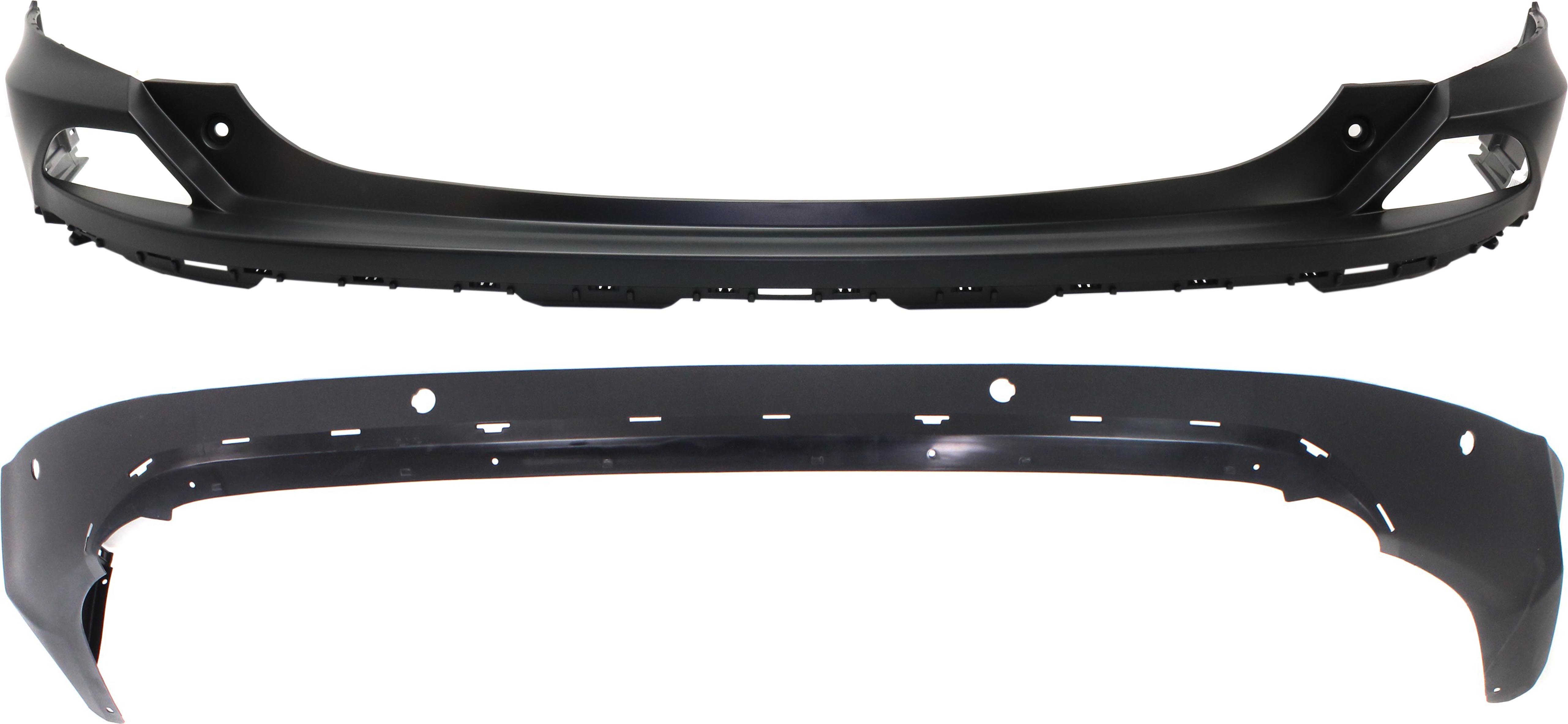 Bumper Cover Set for 2016-2018 Toyota RAV4, Rear Upper and Lower, with Parking Aid Sensor Holes, Replacement