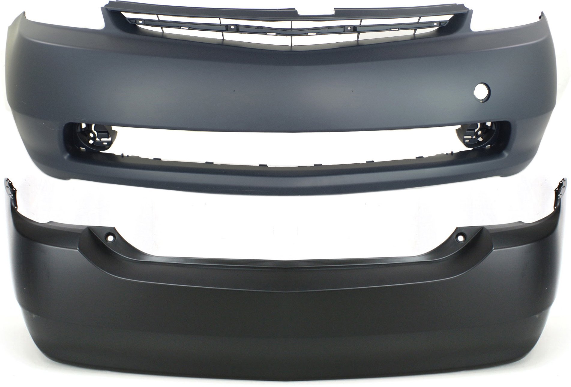 Front and Rear Bumper Cover Set for Toyota Prius 2004-2009, Primed (Ready to Paint), Replacement