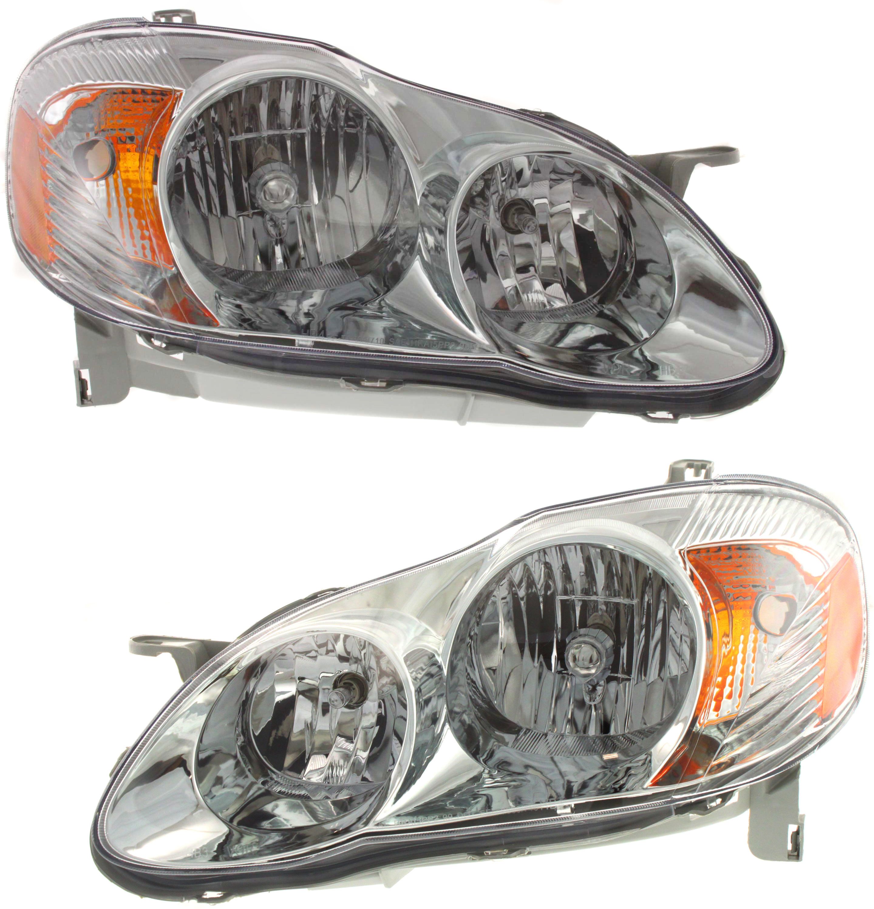 Headlight Assembly Pair/Set for 2003-2004 Toyota Corolla S Model, Includes Right (Passenger) and Left (Driver) Halogen Headlights, Replacement