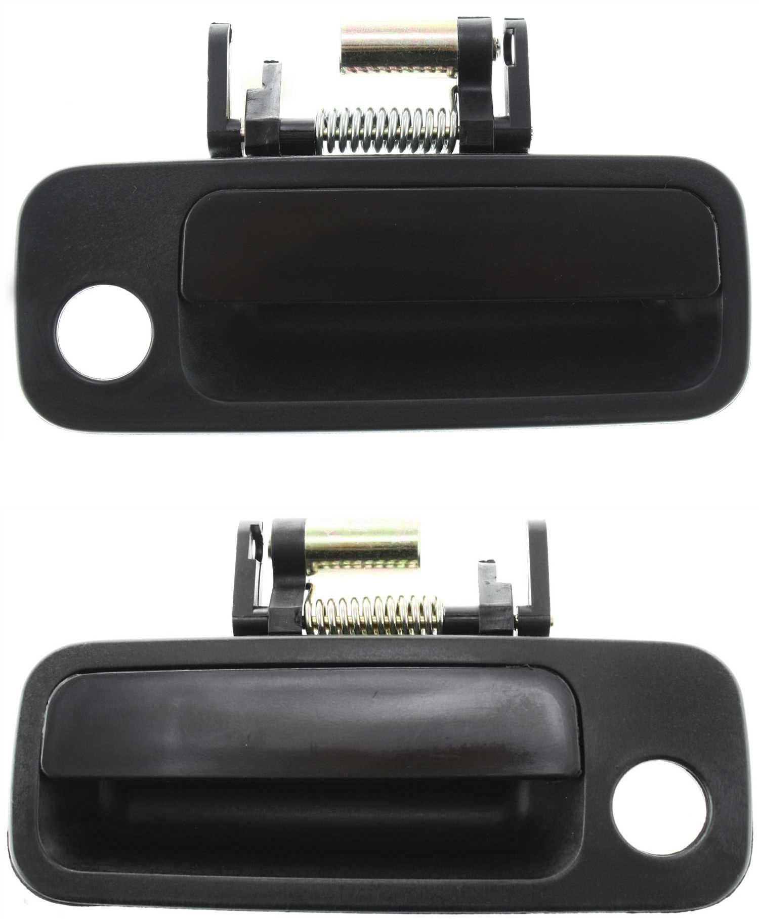 Front Door Handle Pair/Set for Toyota Camry/ES300 1997-2001, Right (Passenger) and Left (Driver), Outside, Smooth Black, with Keyhole, Made of Plastic, USA Built, Replacement