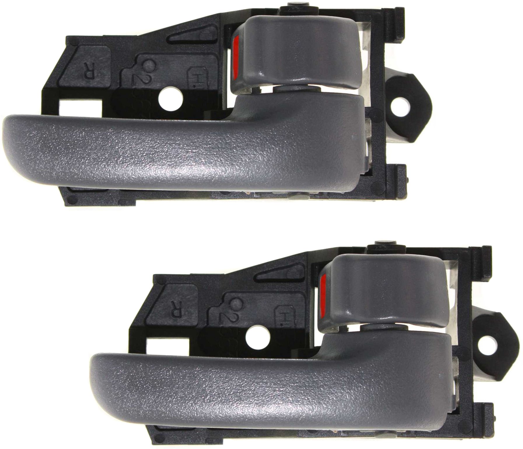 Front Interior Door Handle Set for Toyota Camry/ES300 (1997-2001), Sienna (1999-2003), Right (Passenger), Set of 2, Gray Lever, Without Case, Japan/USA Built, Replacement