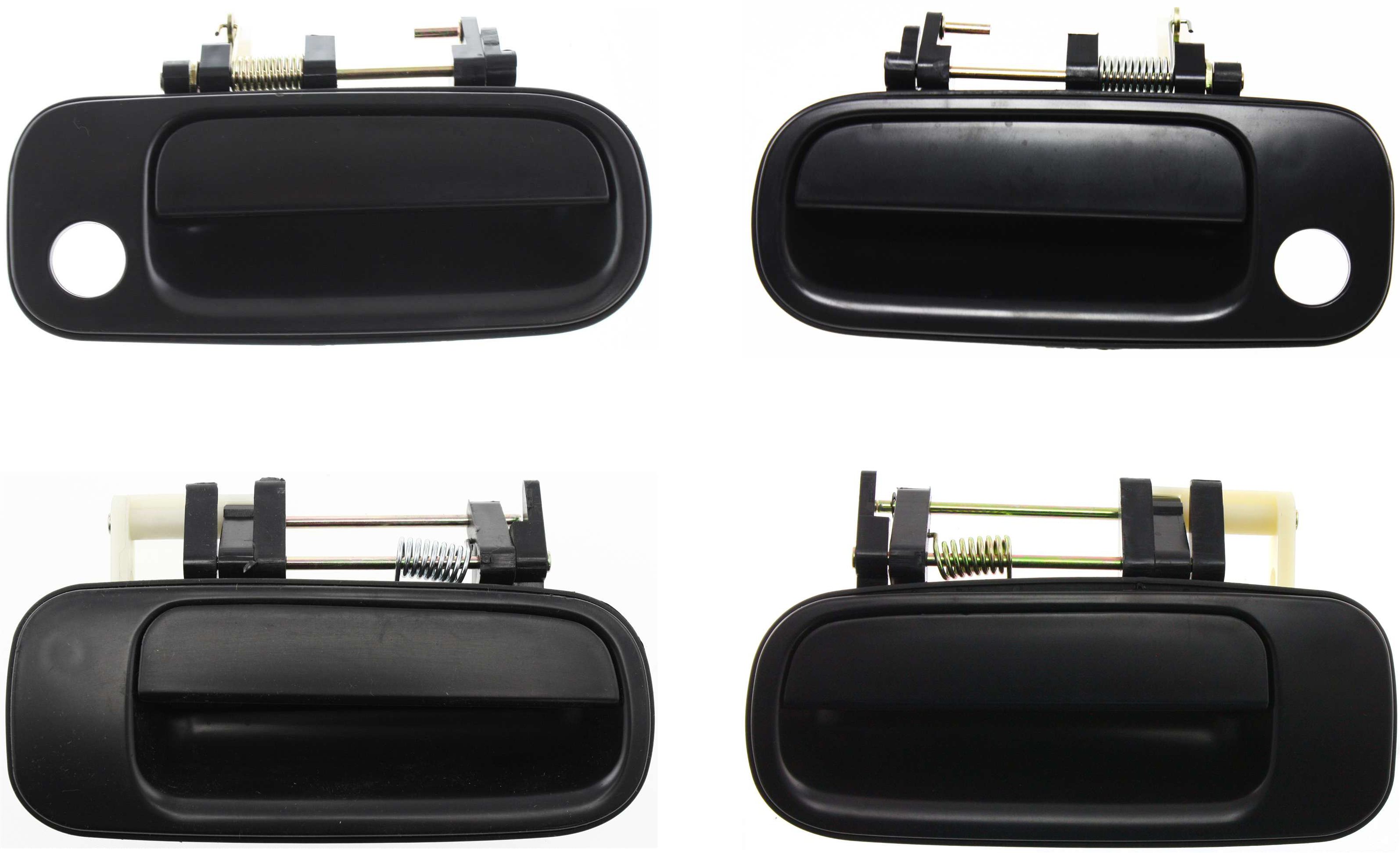 Front and Rear Door Handle Pair/Set for Toyota Camry 1992-1996, Right (Passenger) and Left (Driver), Outside, Smooth Black Replacement Set