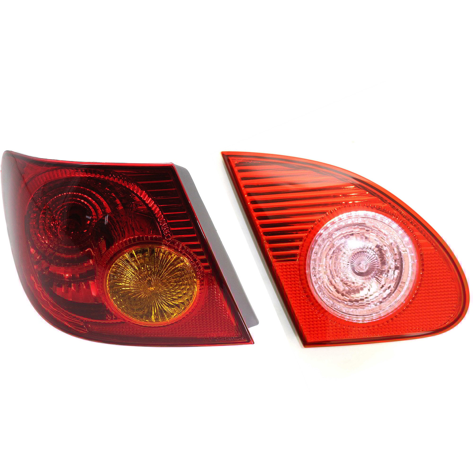 Tail Light Set for 2003-2004 Toyota Corolla, Left (Driver) Inner and Outer, Halogen Replacement