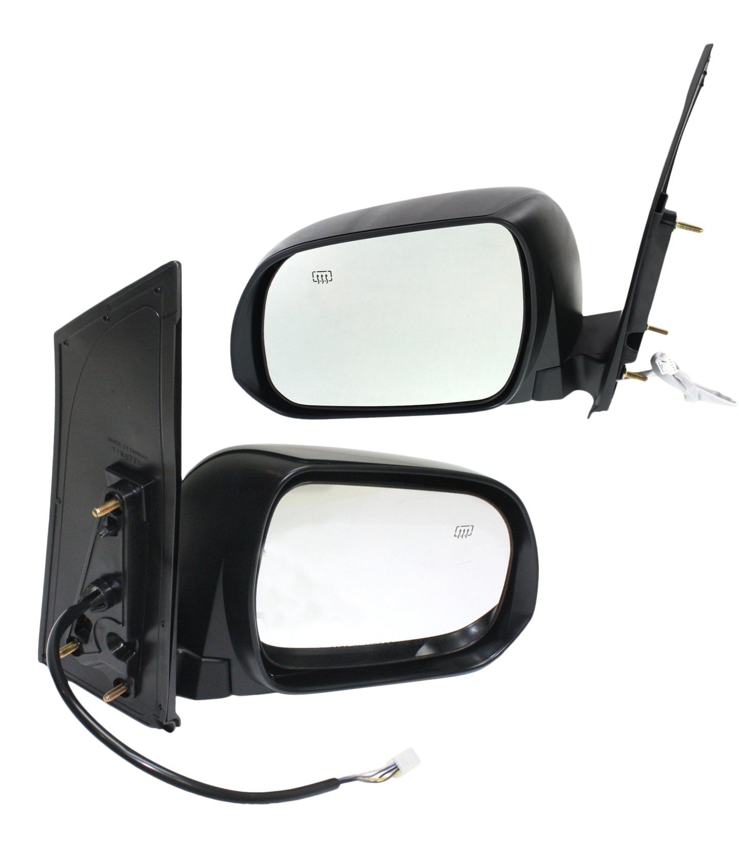 Mirror Pair/Set for 2011-2012 Toyota Sienna, Right (Passenger) and Left (Driver), Power, Manual Folding, Heated, Paintable, Without Signal Light, Replacement